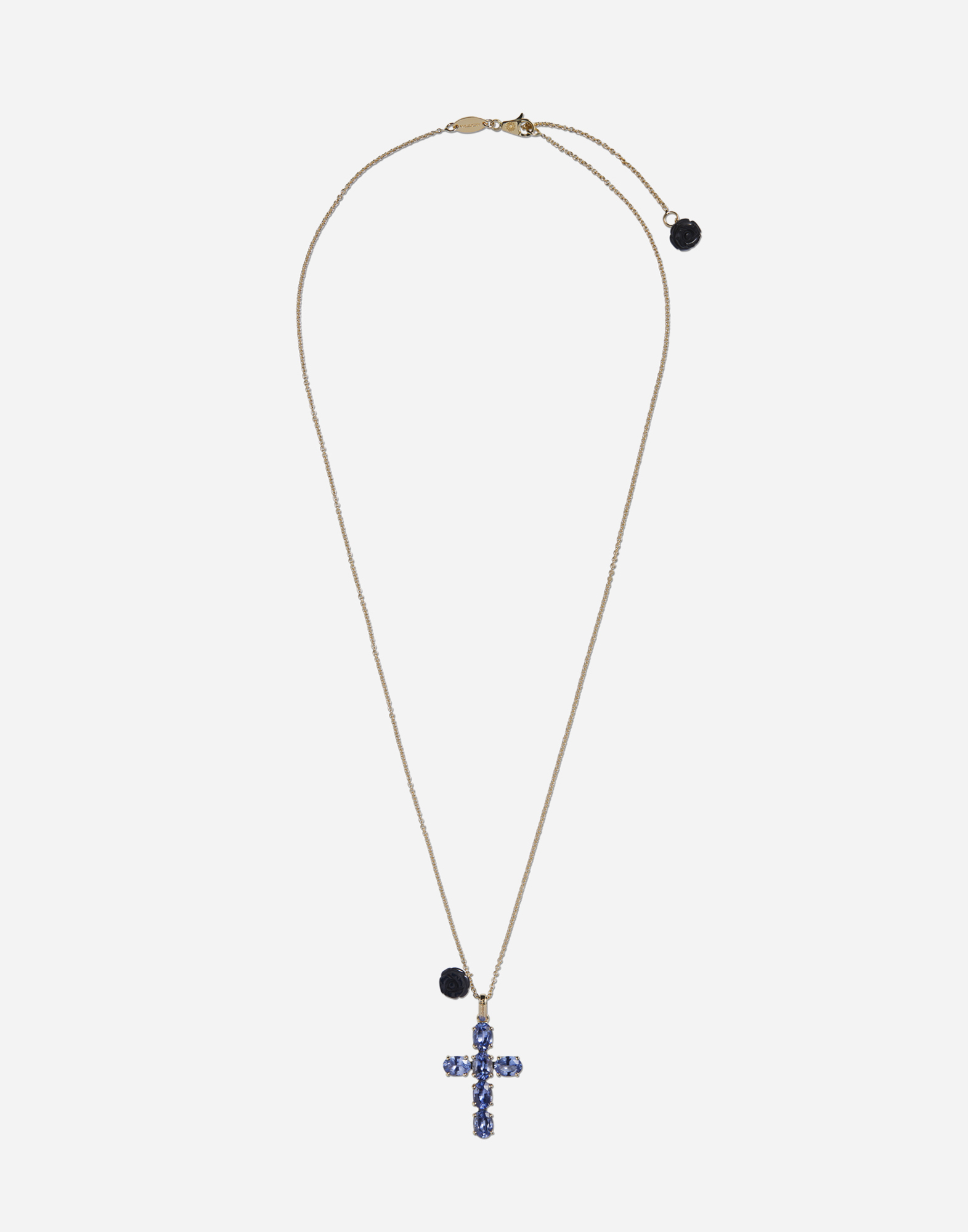 Dolce & Gabbana Family Cross And Rose Pendats On Yellow Gold Chain Gold Female Onesize