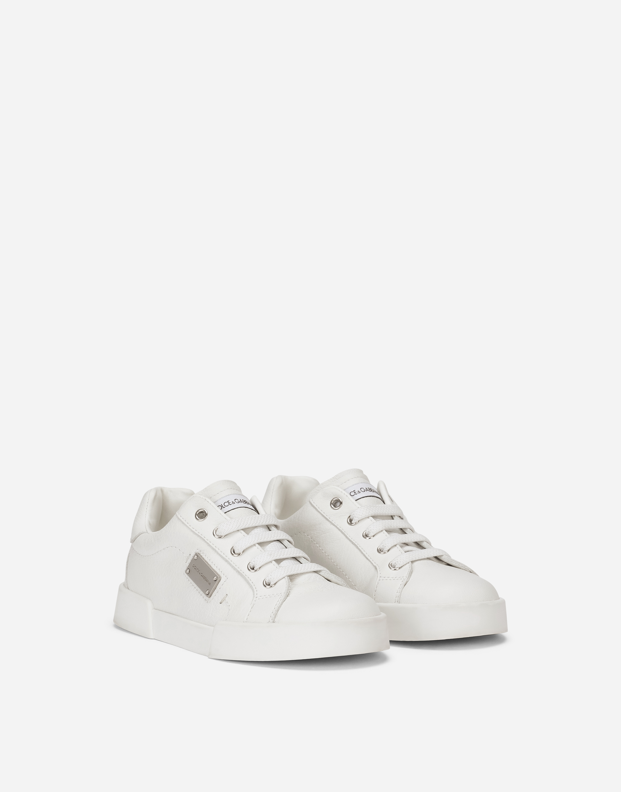 Dolce & Gabbana Calfskin Portofino Light Sneakers In White