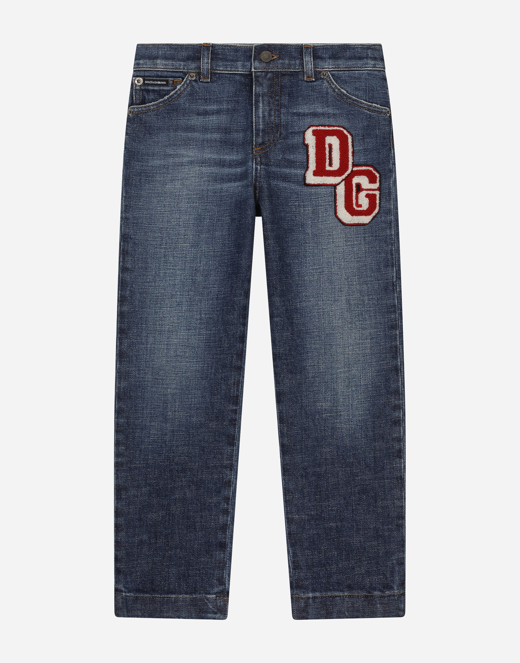 DOLCE & GABBANA 5-POCKET DENIM JEANS WITH DG PATCH