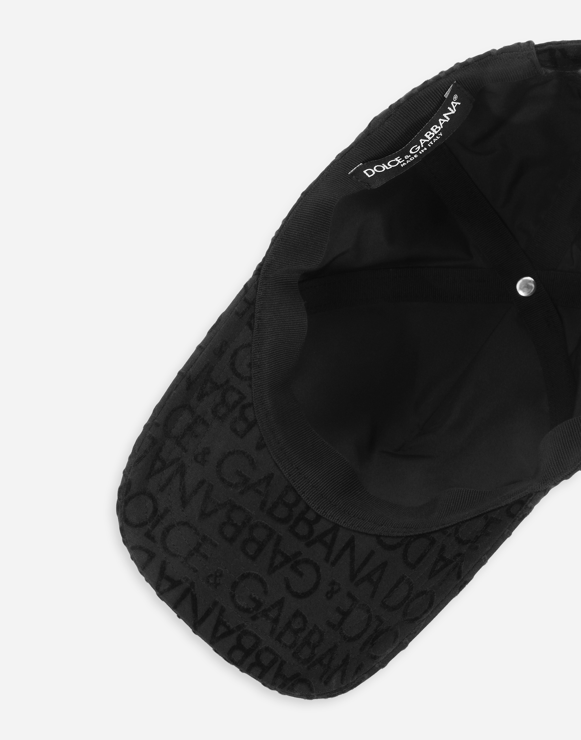 DOLCE & GABBANA COTTON BASEBALL CAP WITH FLOCKED LOGO