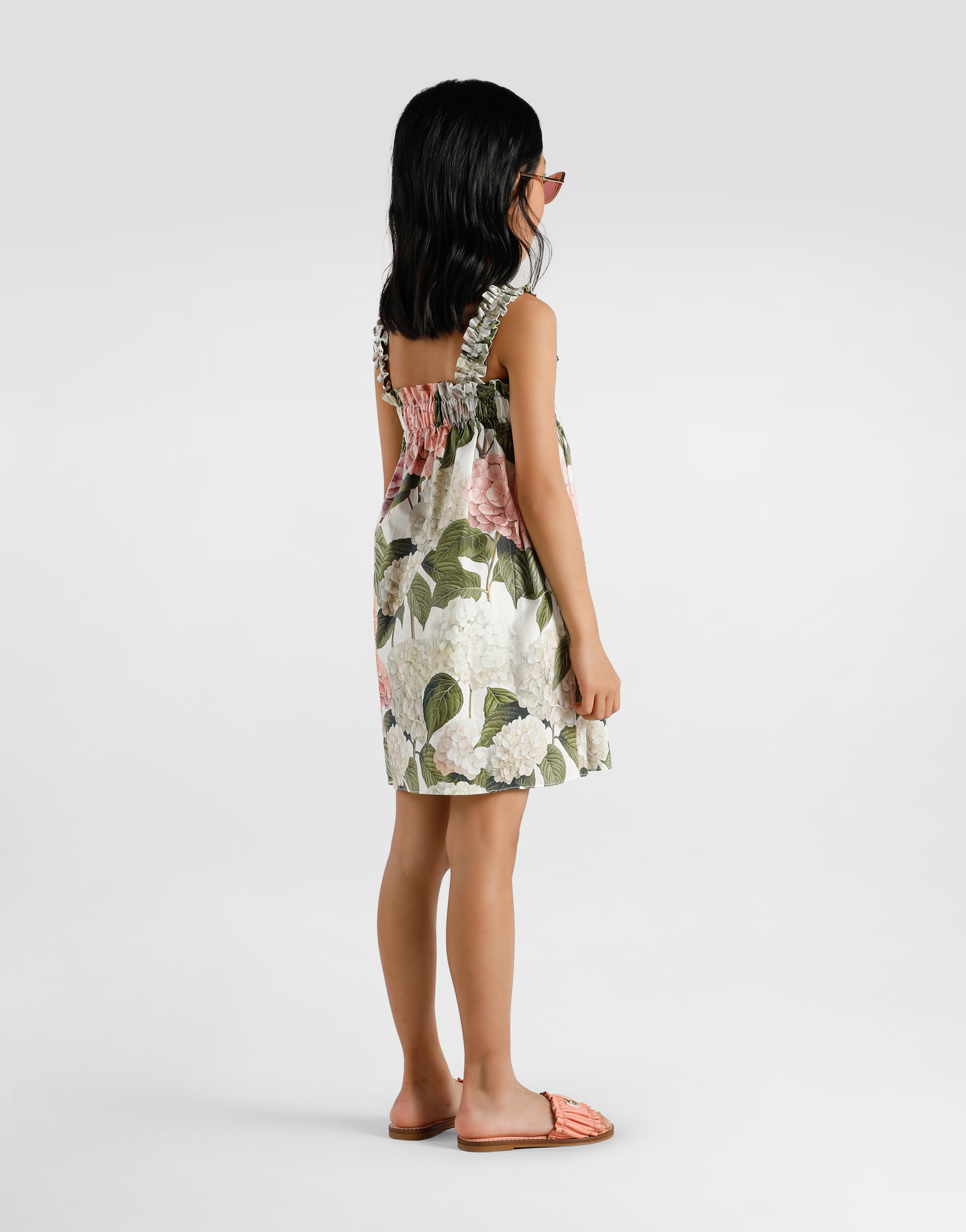 Dolce & Gabbana Hydrangea-print Poplin Dress In Multi