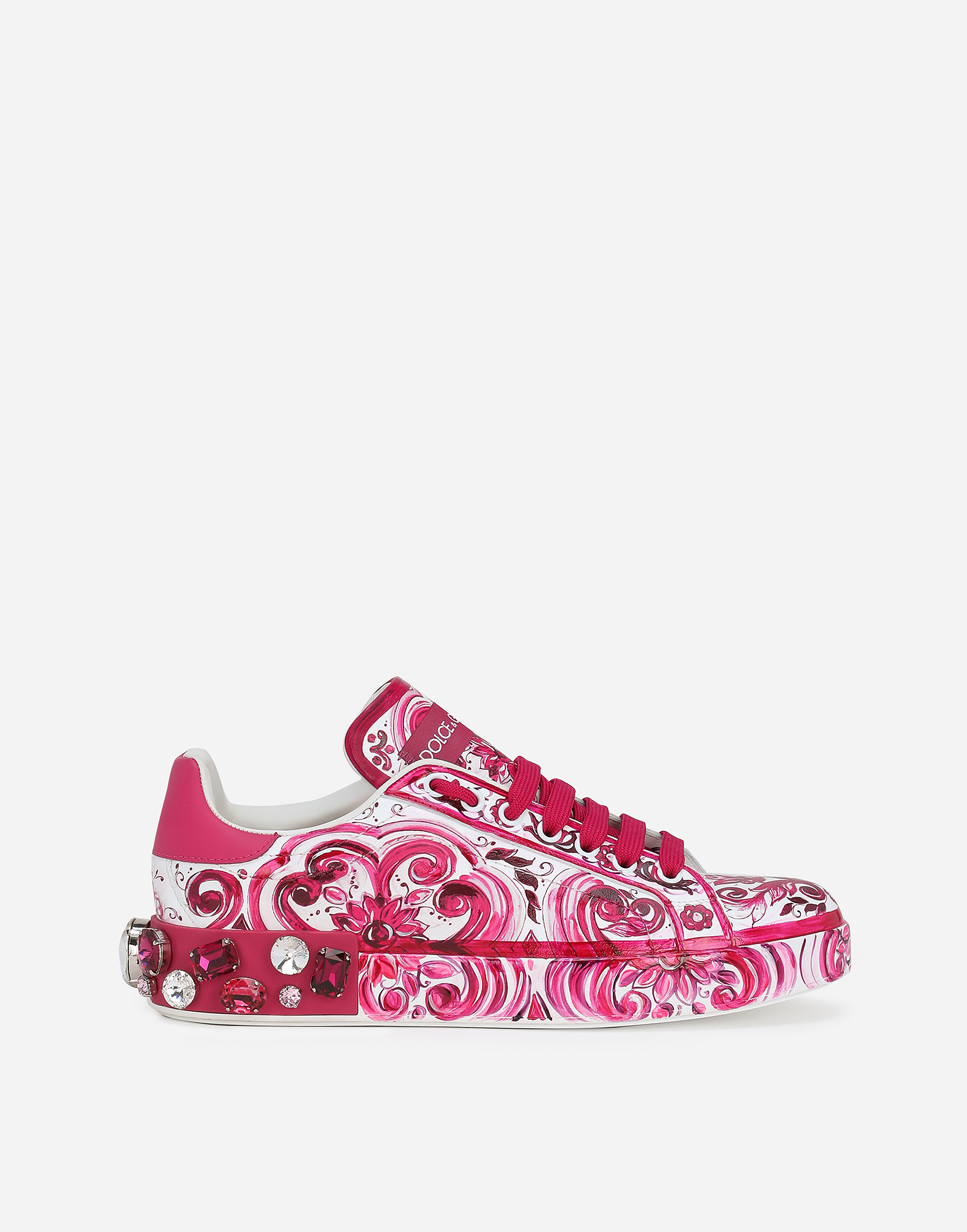 Shop Dolce & Gabbana Calfskin Portofino Sneakers In Multicolor