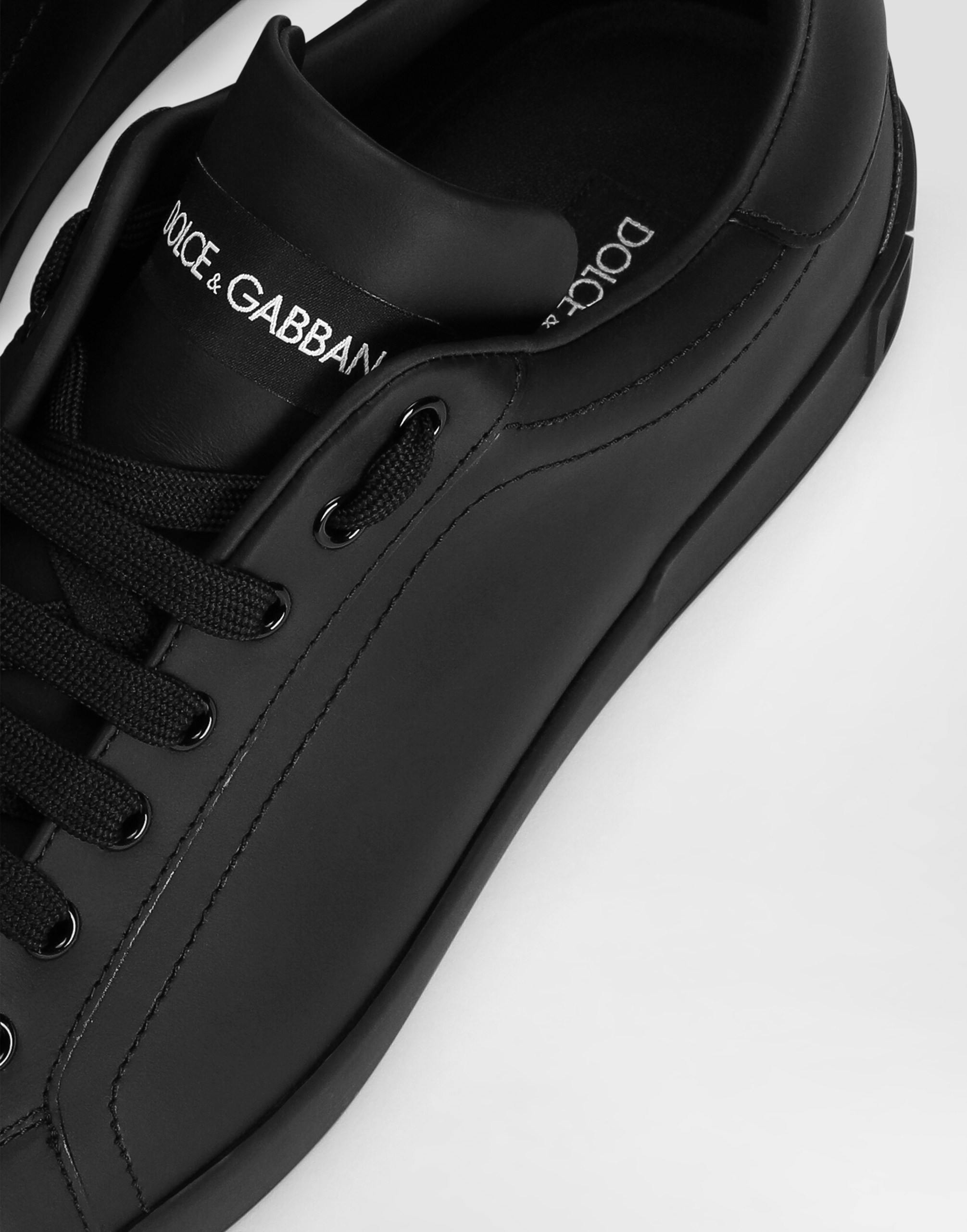 Shop Dolce & Gabbana Calfskin Portofino Sneakers In Black