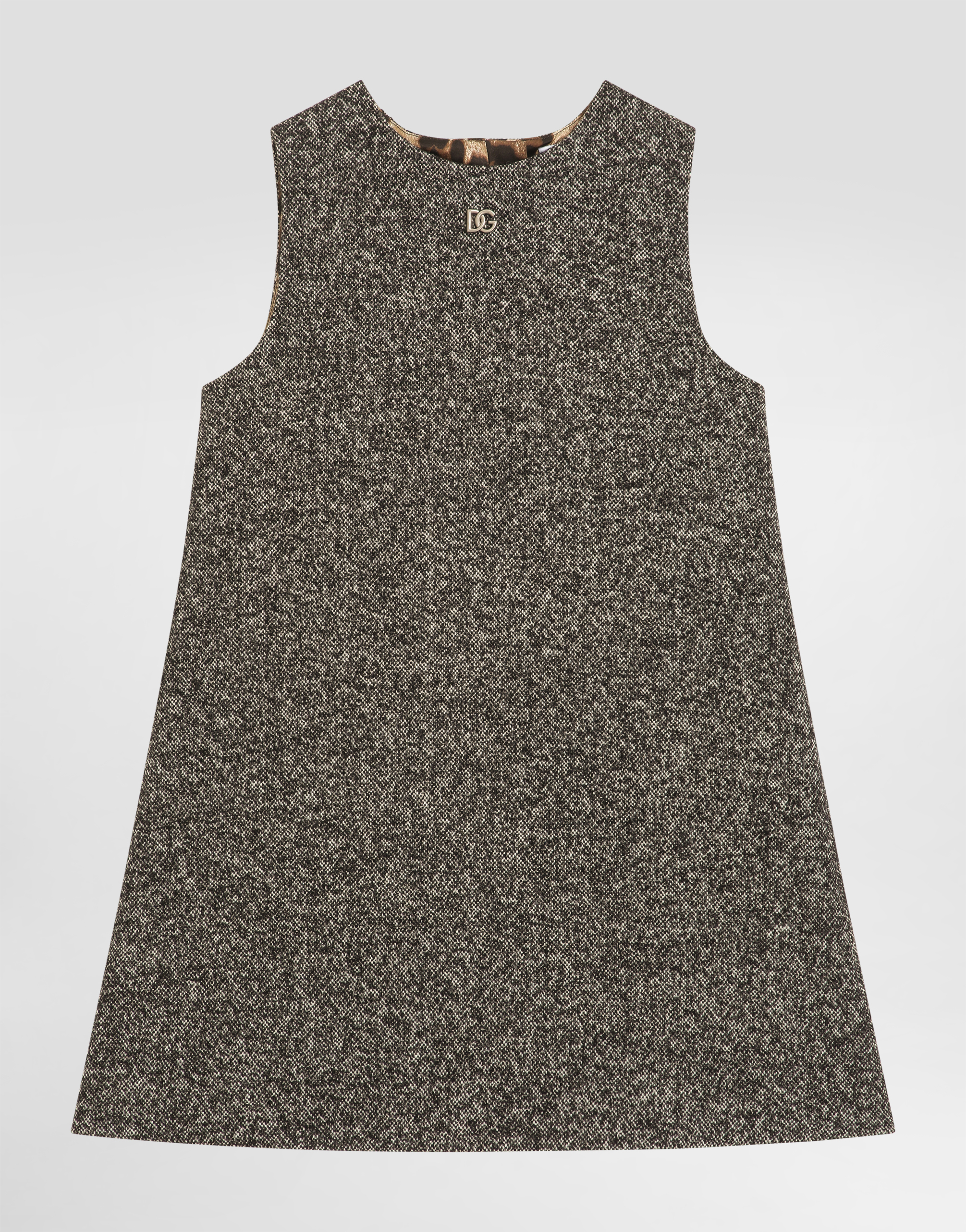 Dolce & Gabbana Dotted Wool Blend Dress In Multi