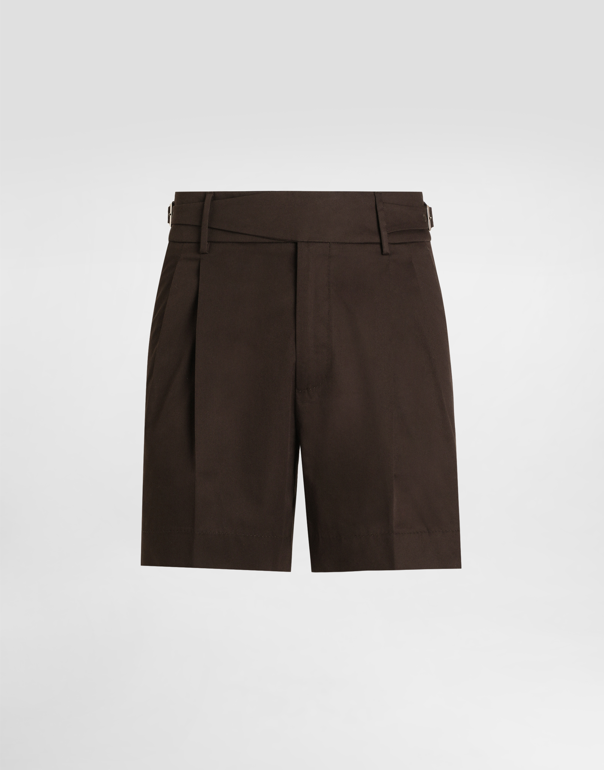 Dolce & Gabbana Cotton Gabardine Shorts With Double Darts In Brown