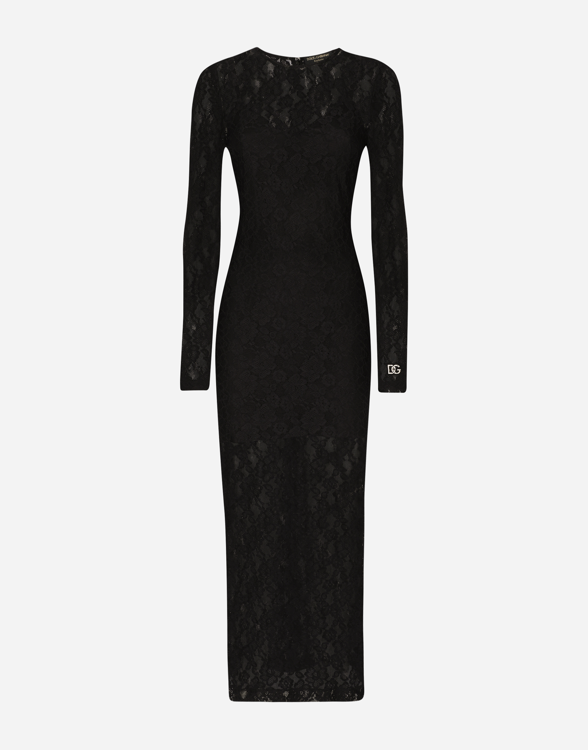 Dolce & Gabbana Long Lace Dress In Black