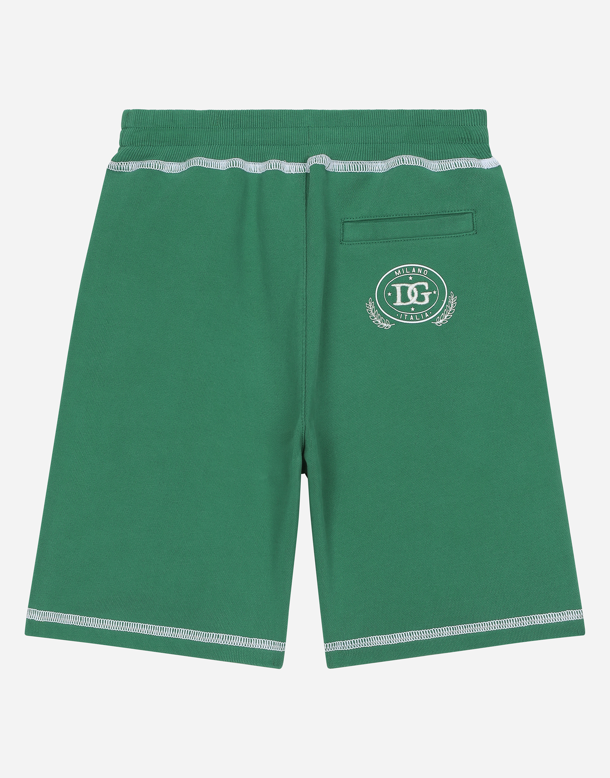 Dolce & Gabbana Logo-embroidered Jersey Track Shorts In Verde Scuro