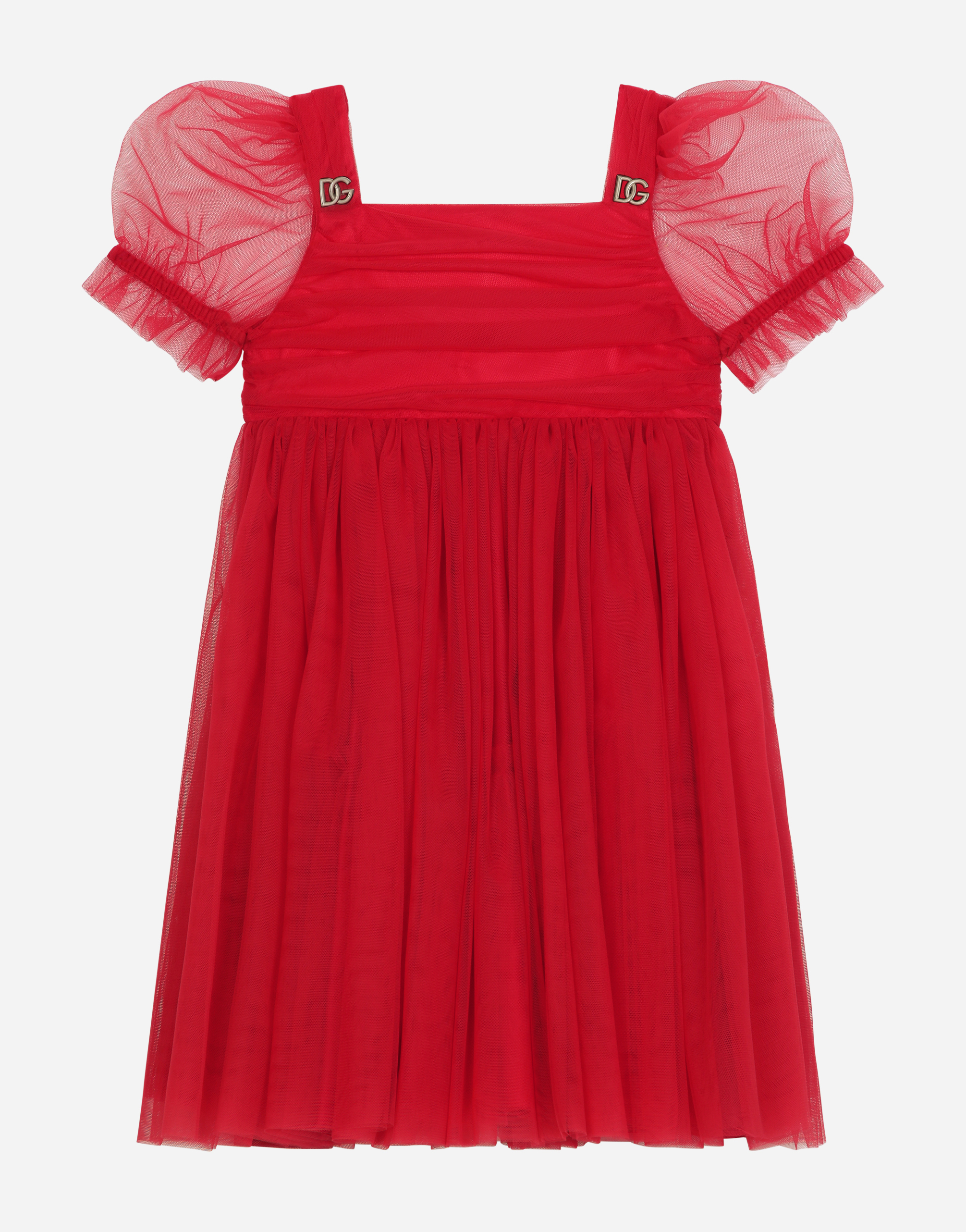 Dolce & Gabbana Long Tulle Dress In Red