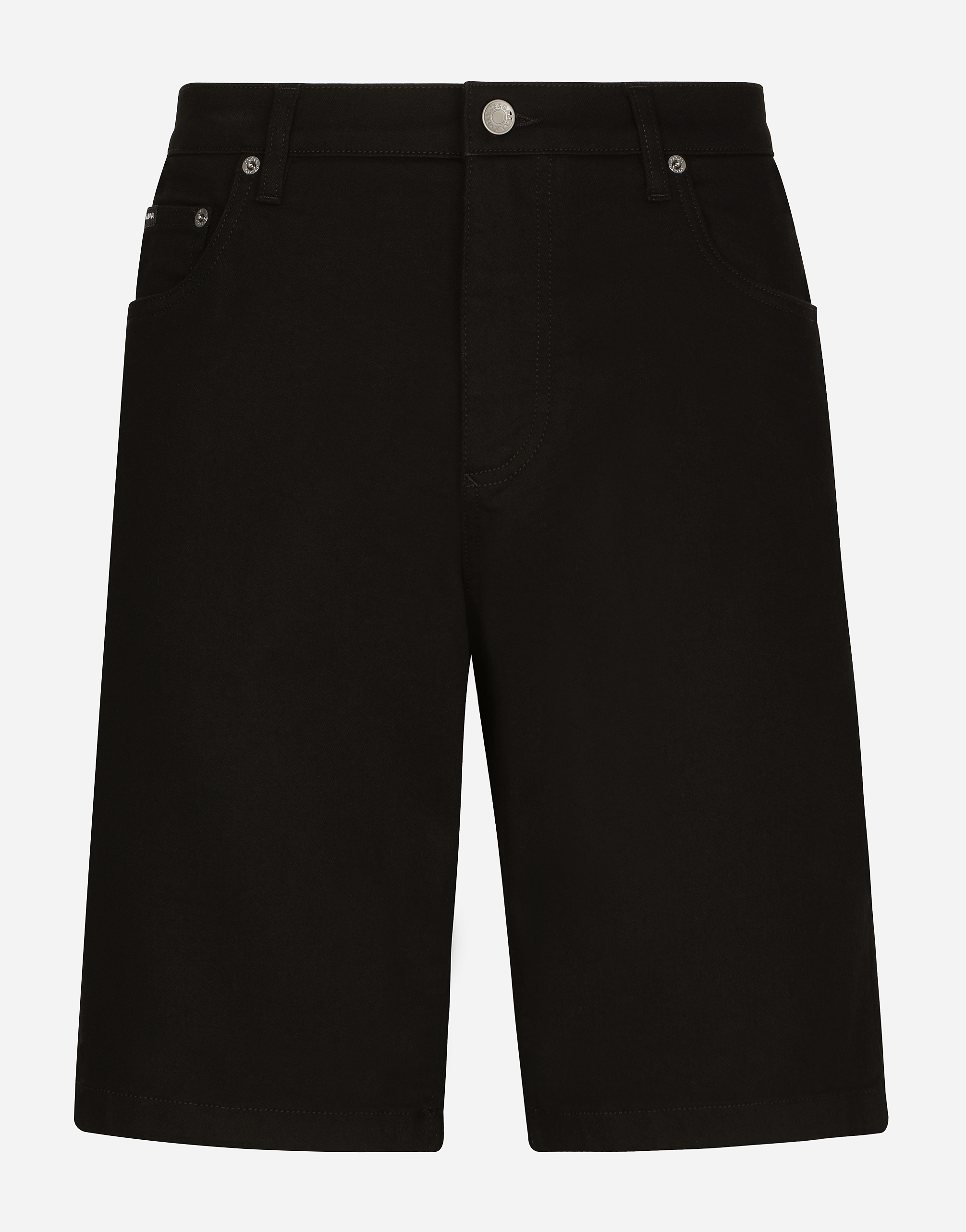Dolce & Gabbana Black Wash Stretch Denim Shorts In Multicolor