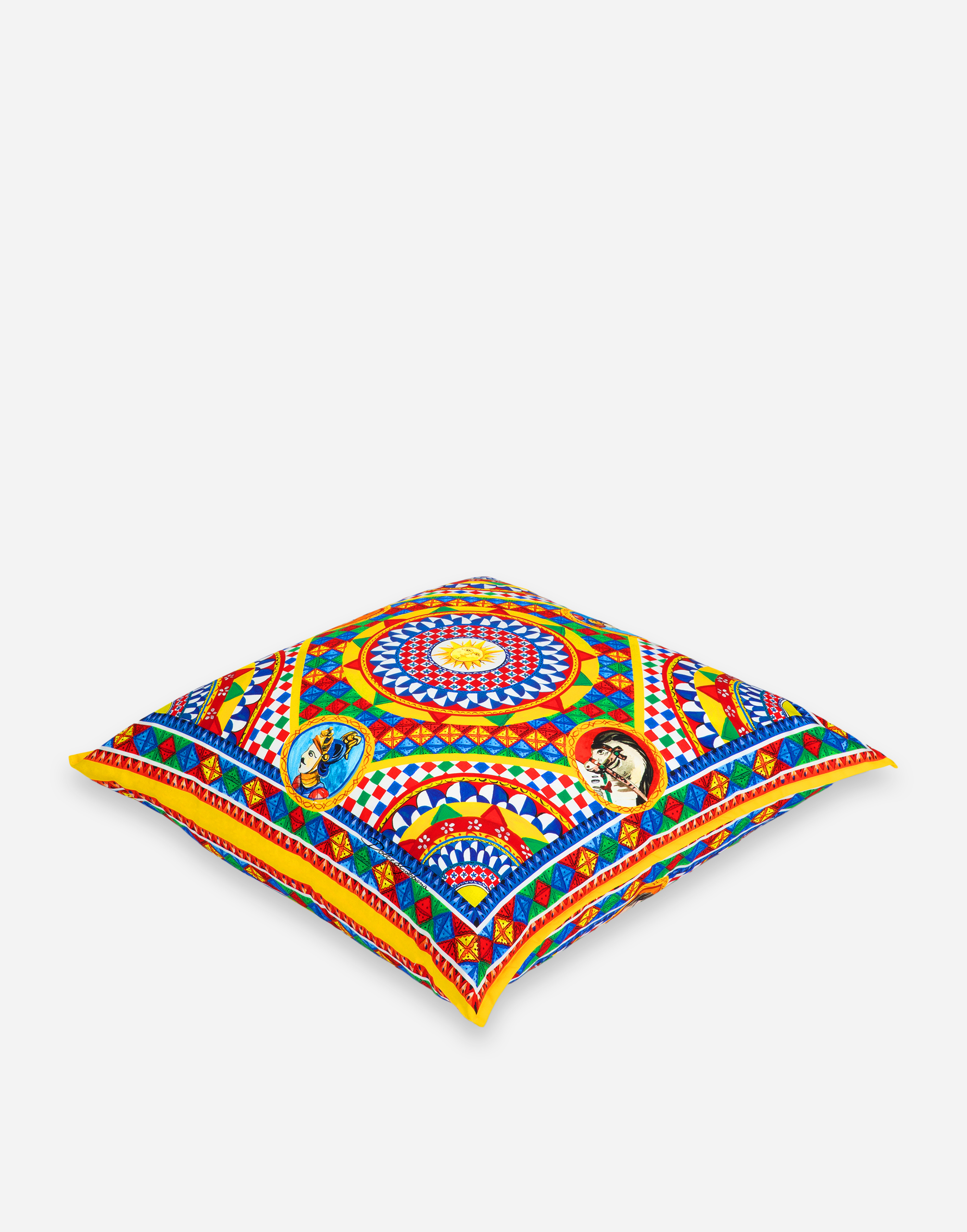 Shop Dolce & Gabbana Canvas Cushion Extra Large In Multicolor