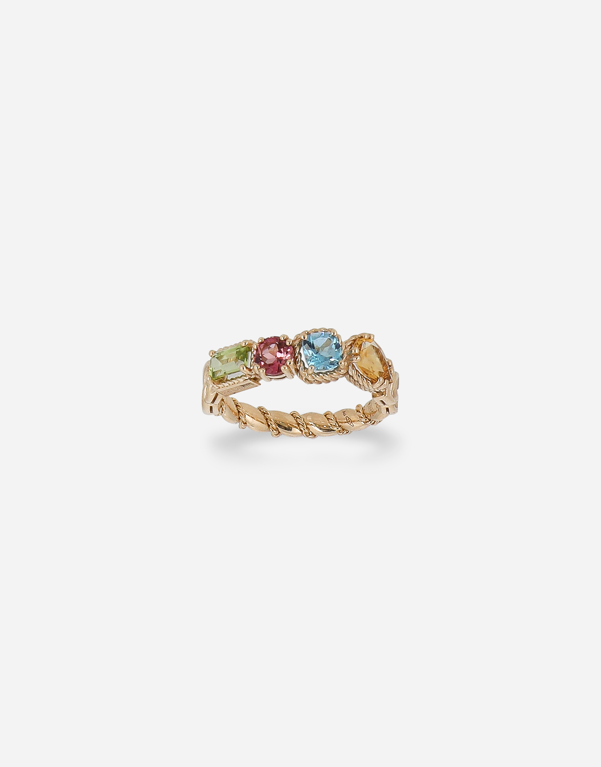 Dolce & Gabbana 18 Kt Yellow Gold Ring With Multicolor Fine Gemstones