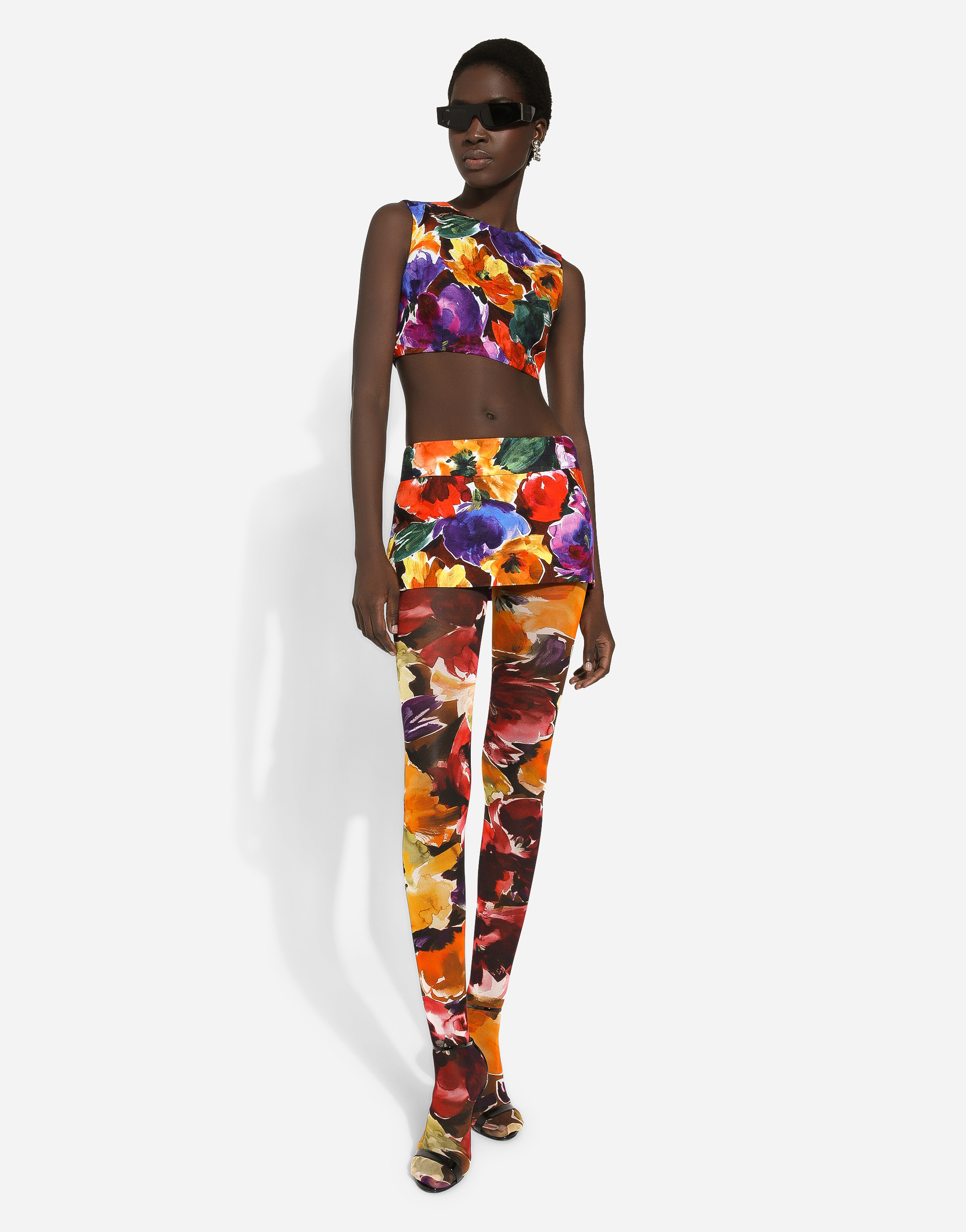 Shop Dolce & Gabbana Brocade Miniskirt With Abstract Flower Print