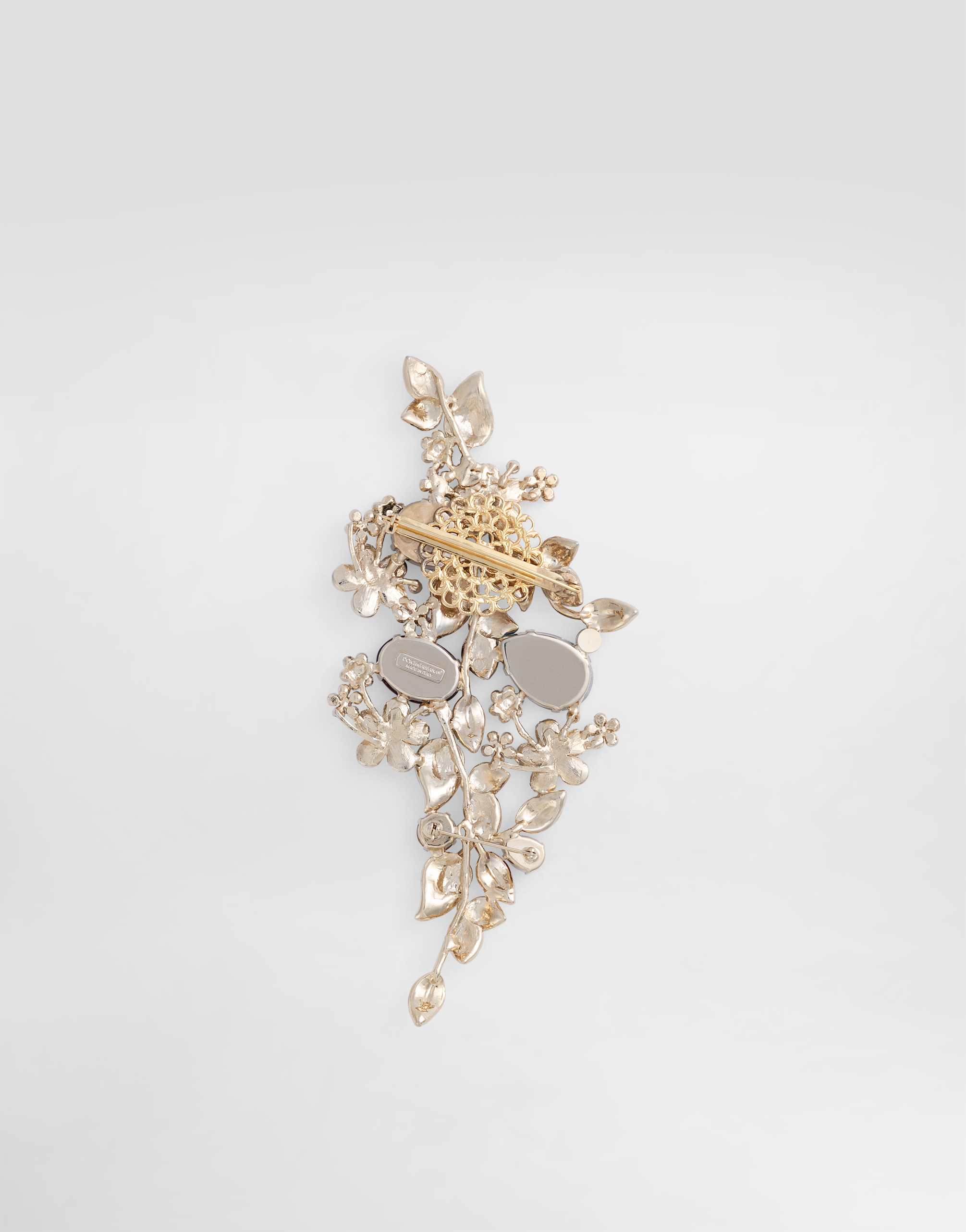 Maxi floral brooch with rhinestones