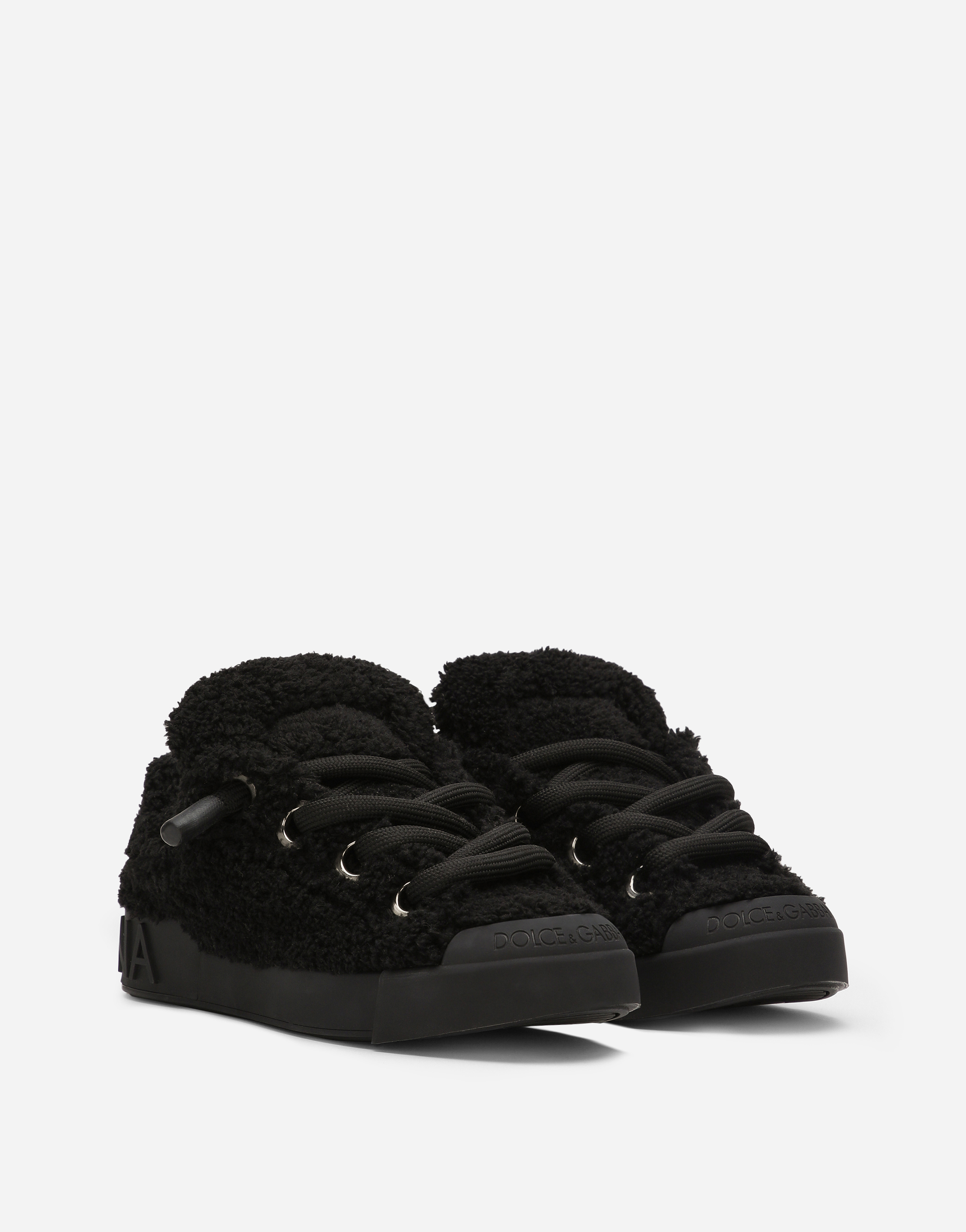 DOLCE & GABBANA FAUX FUR PORTOFINO SNEAKERS