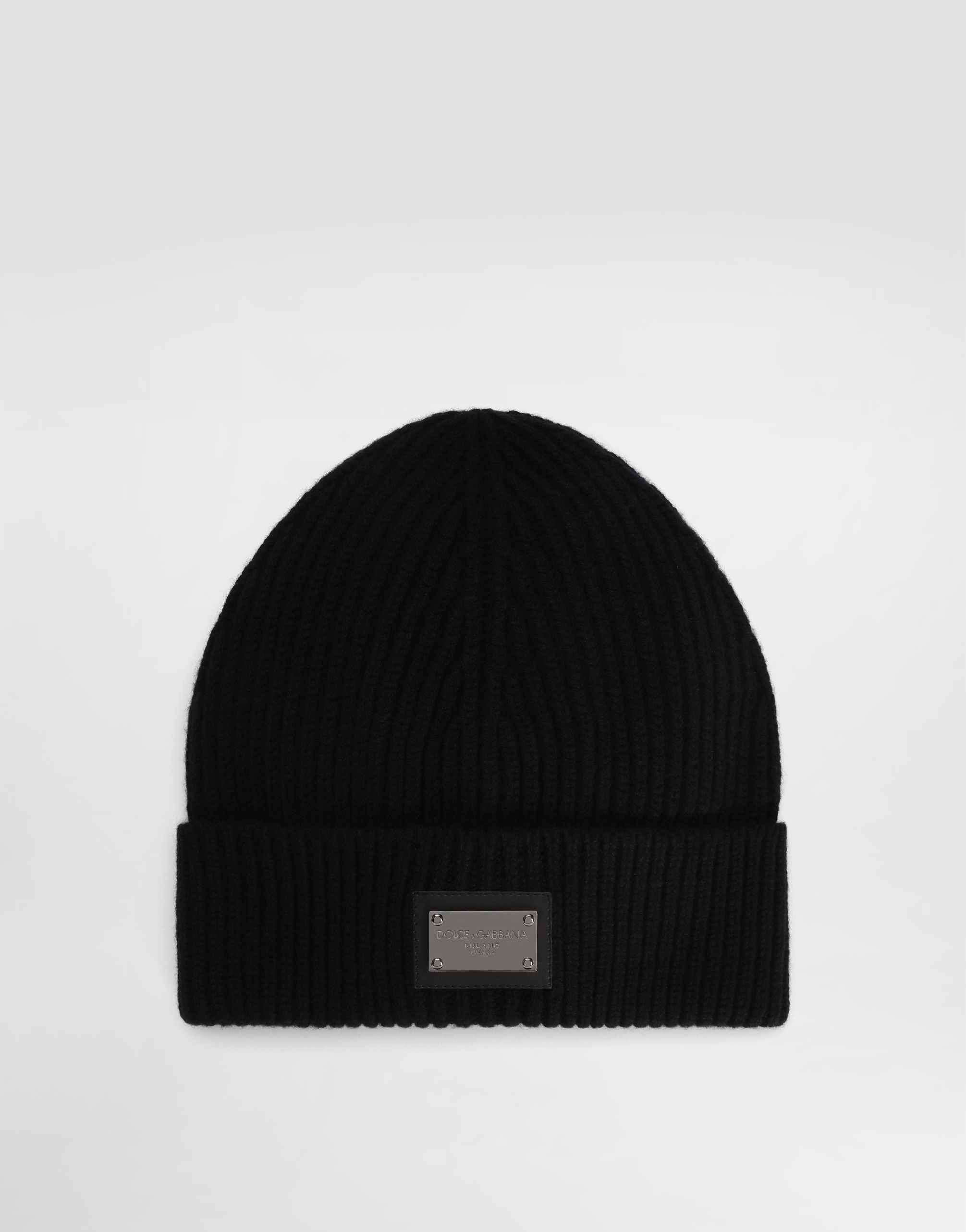 Dolce & Gabbana Cashmere And Wool Hat With Branded Tag In Black