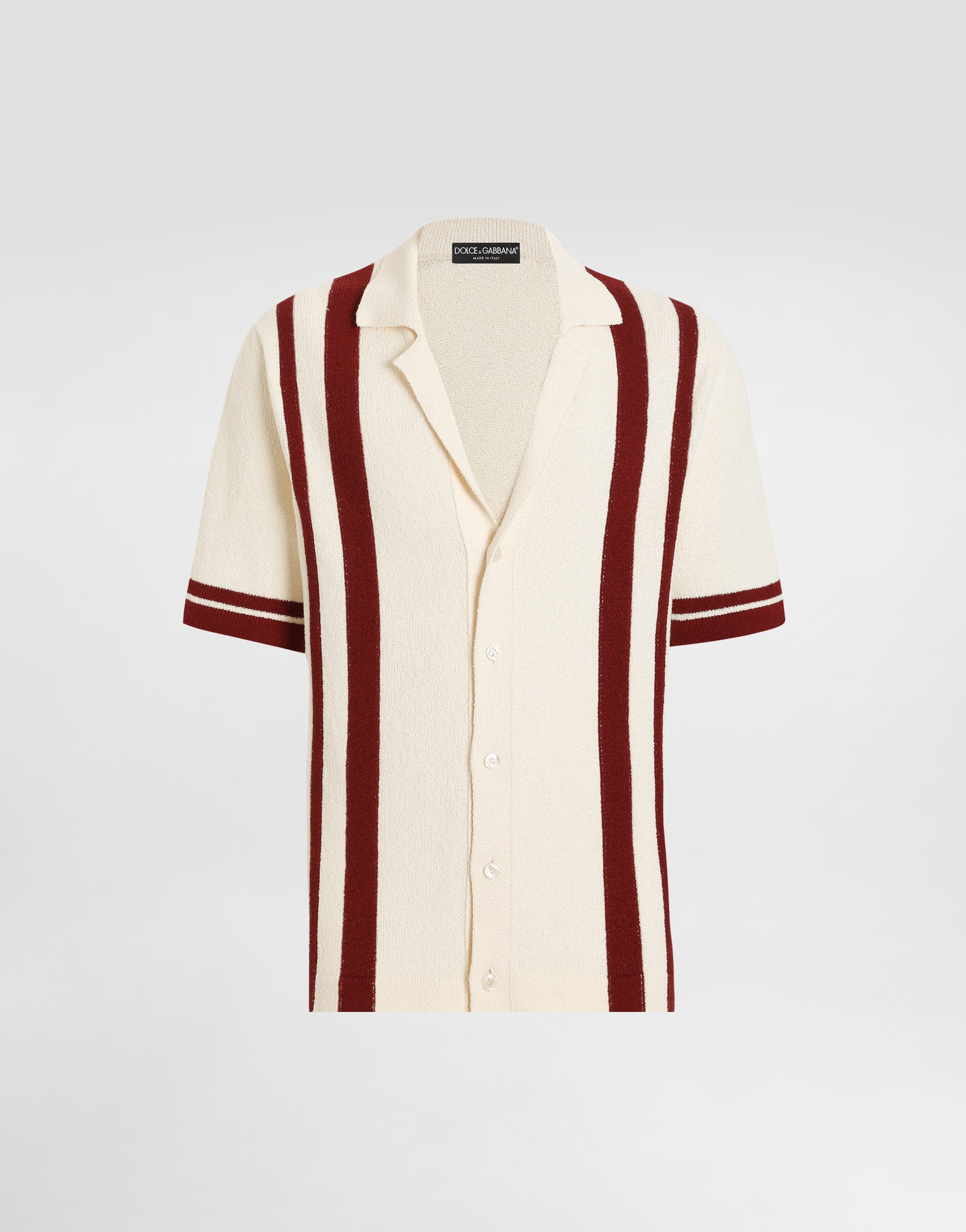 Dolce & Gabbana Cotton Knit Polo-shirt With Inlaid Stripe In Multicolor