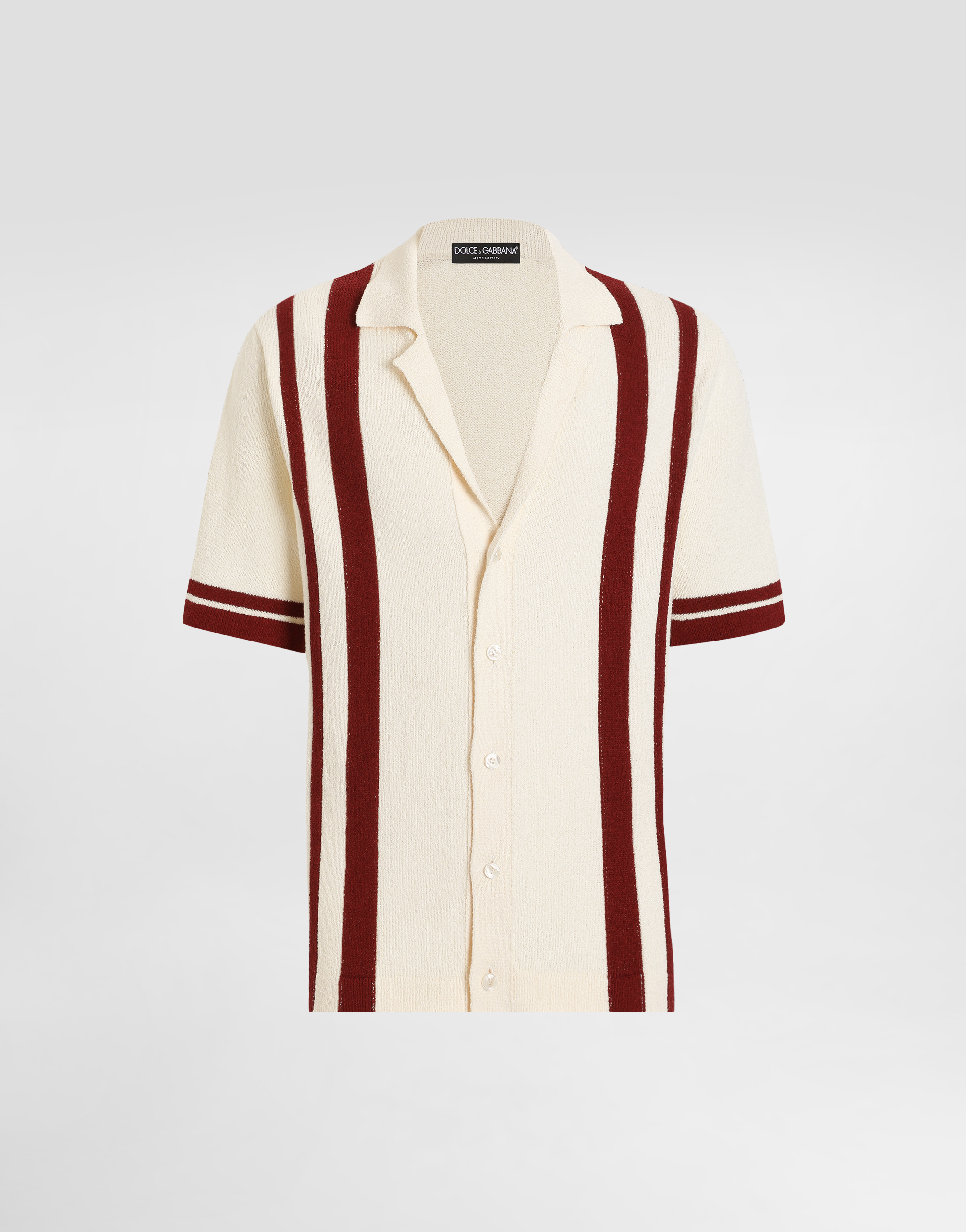Dolce & Gabbana Cotton Knit Polo-shirt With Inlaid Stripe In Multicolor
