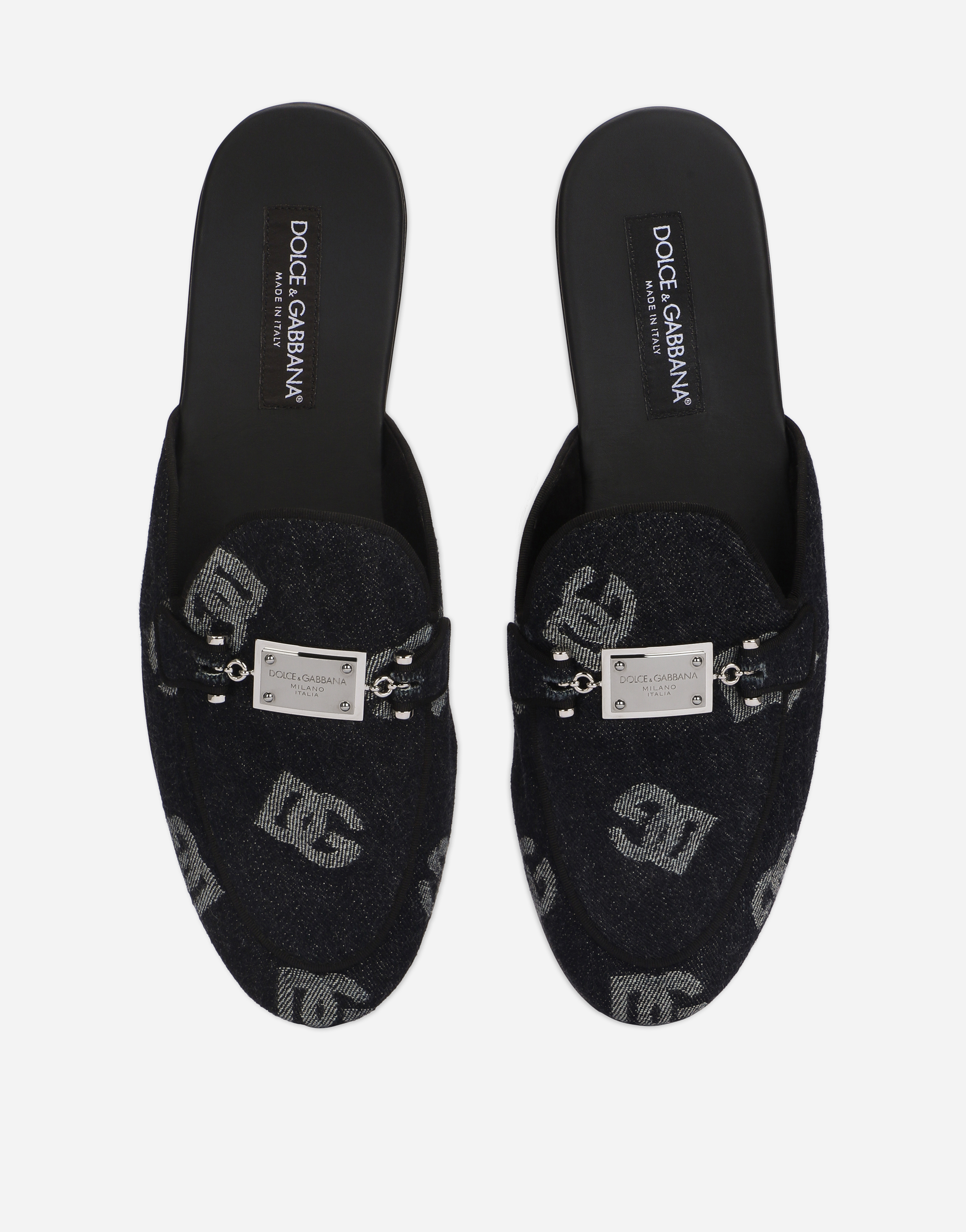 DOLCE & GABBANA DENIM SLIPPERS WITH LOGO
