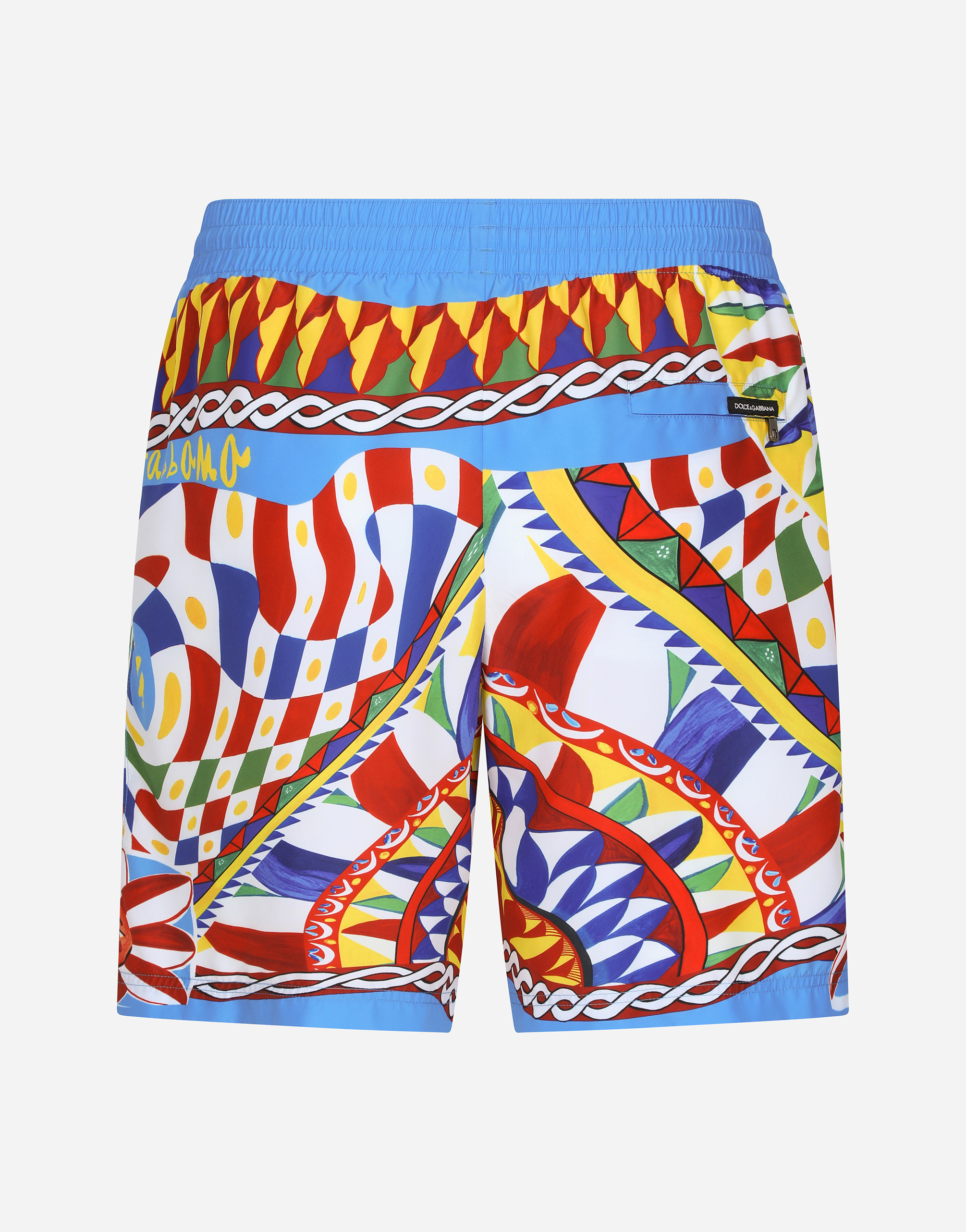 Shop Dolce & Gabbana Mid-length Swim Trunks With Carretto Print In Multicolor