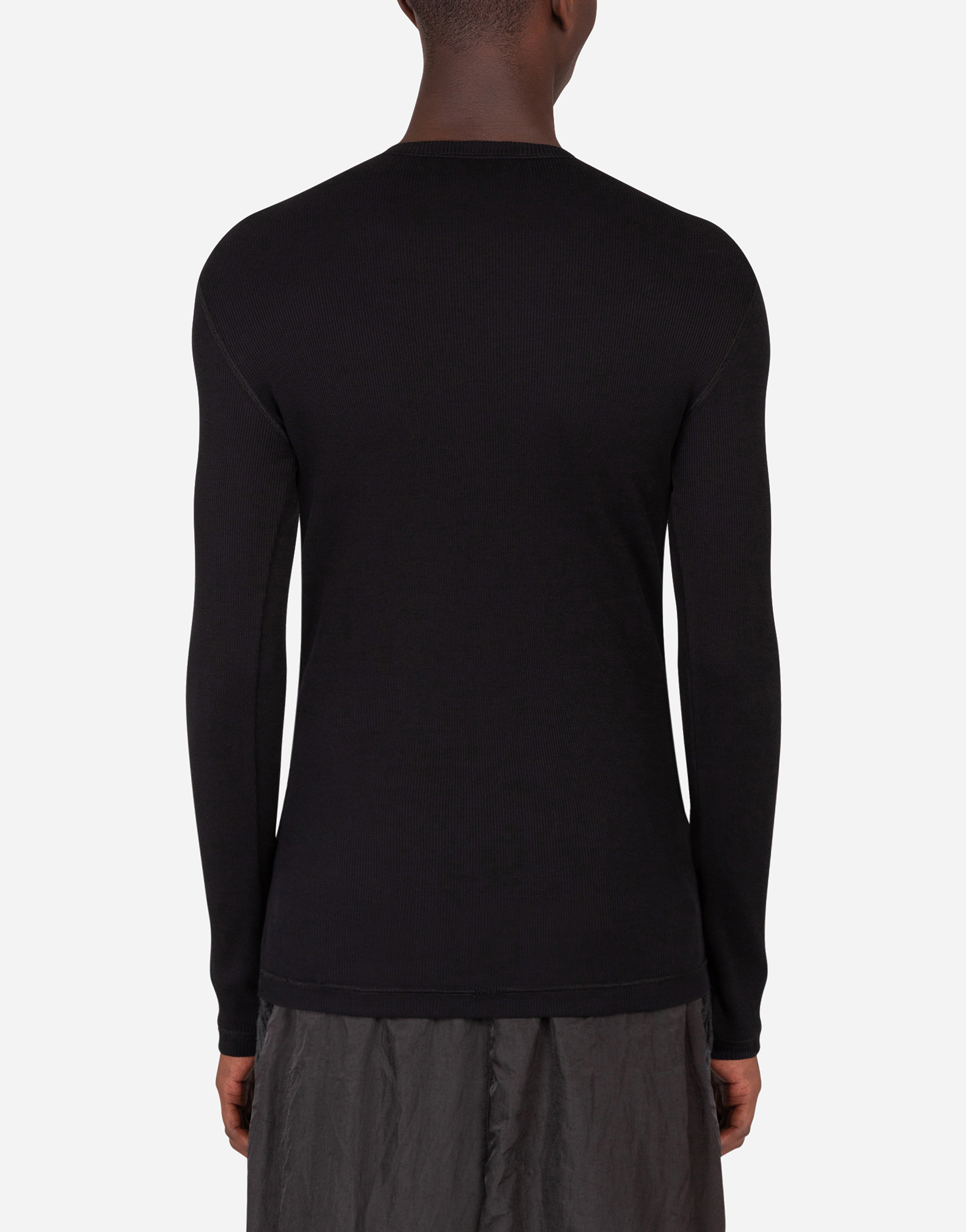 Dolce & Gabbana Dolce & Gabbana Fine-rib Cotton Granddad-neck T-shirt With Long Sleeves - Man T-shirts And Polos Black Cotton 44 