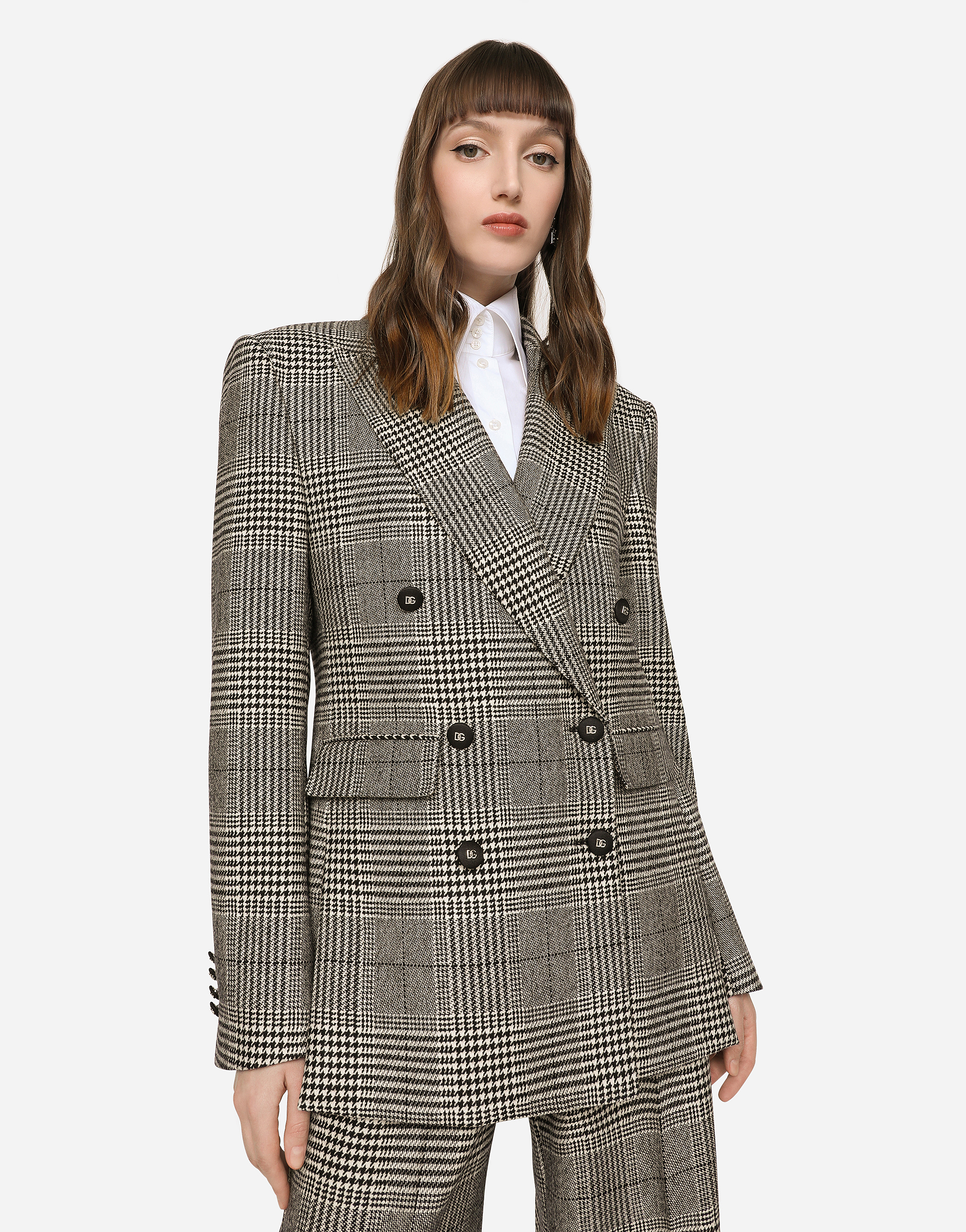 Dolce & Gabbana Glen Plaid Jacket With Vents In Multicolor
