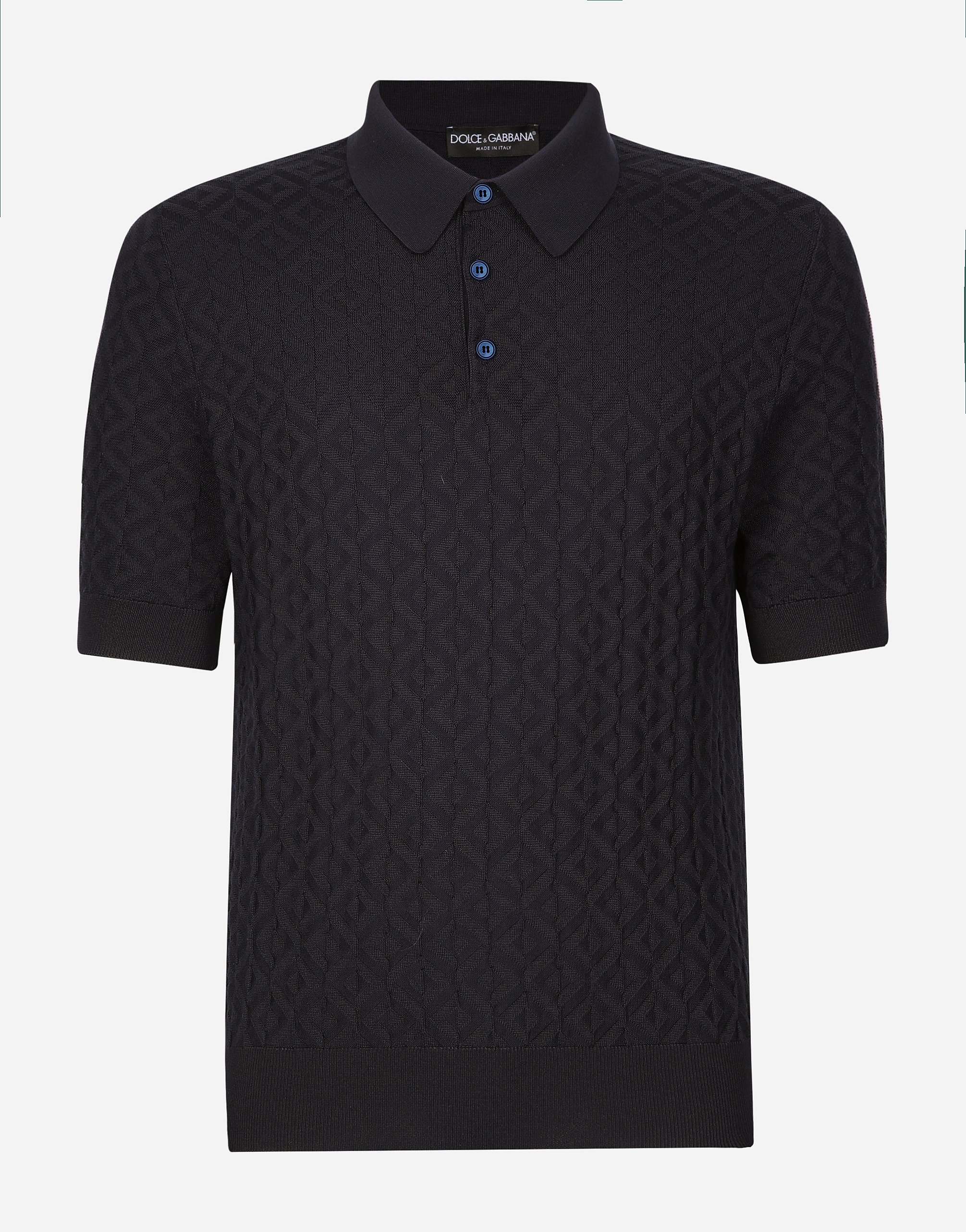 Short-sleeved silk polo-shirt