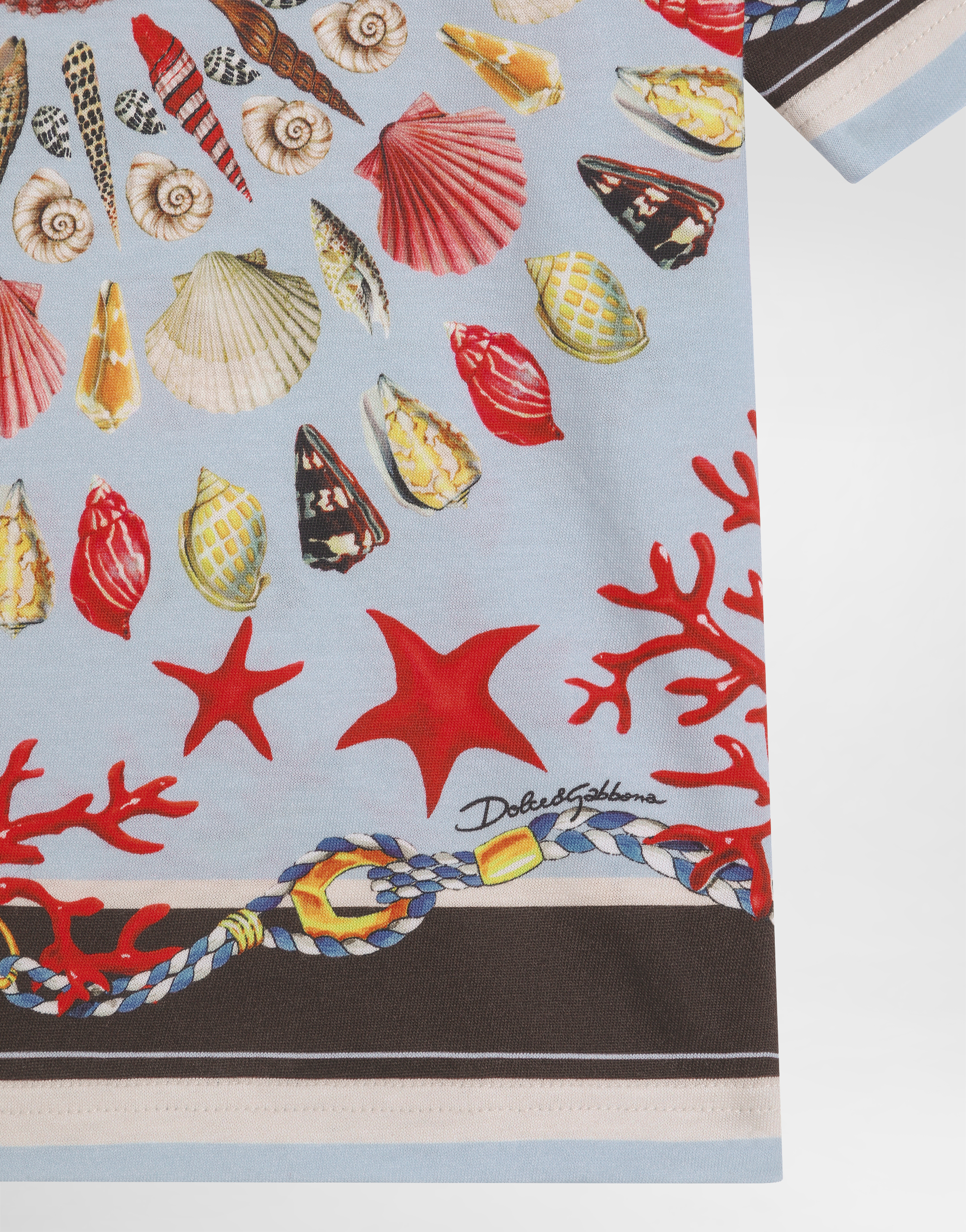 Shell-print short-sleeved t-shirt