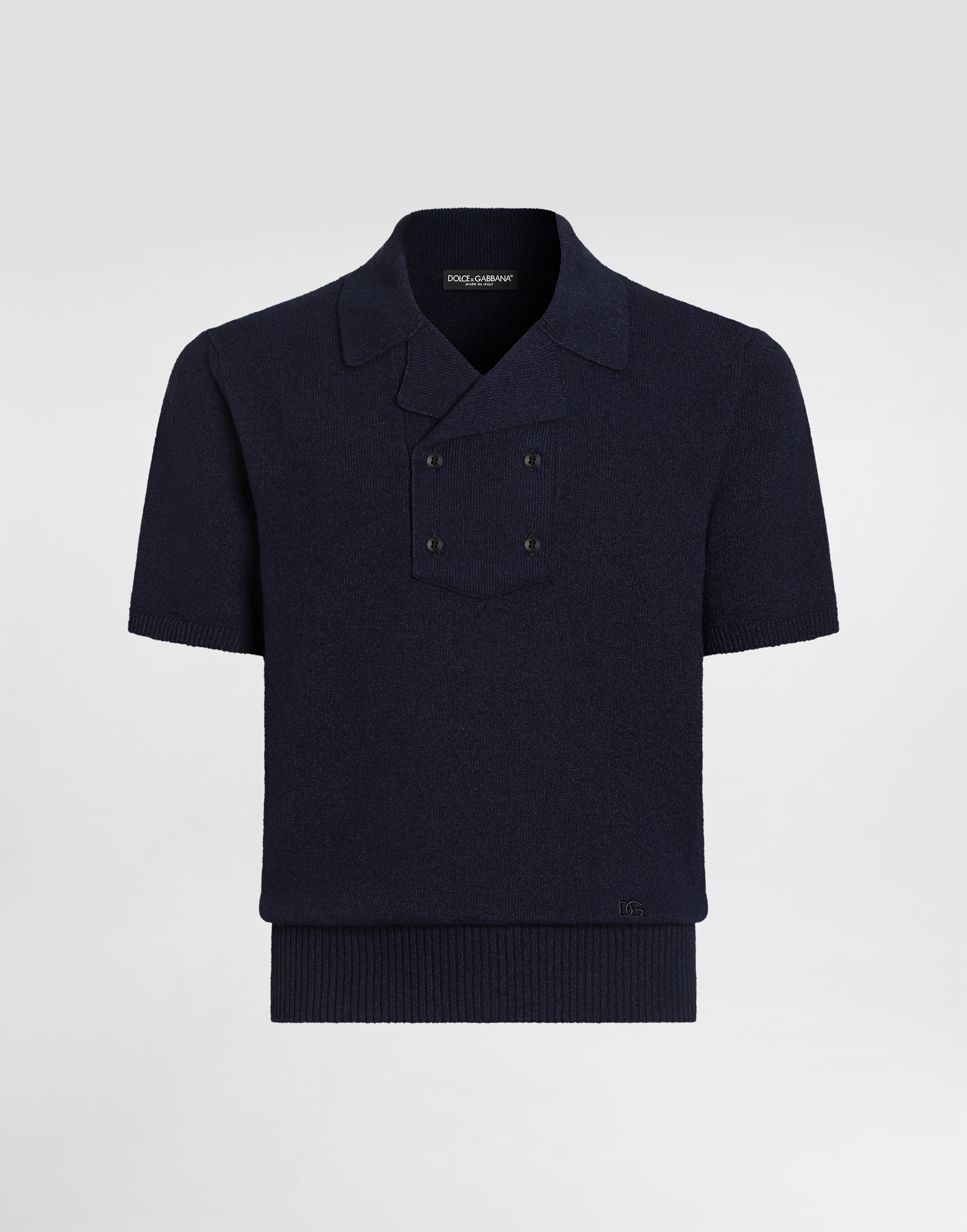 トップス EGONLAB KN002B KNIT POLO-SHIRT NAVY BLUE Sebastian Contrast Knit Polo - Navy and Cream – Nobl