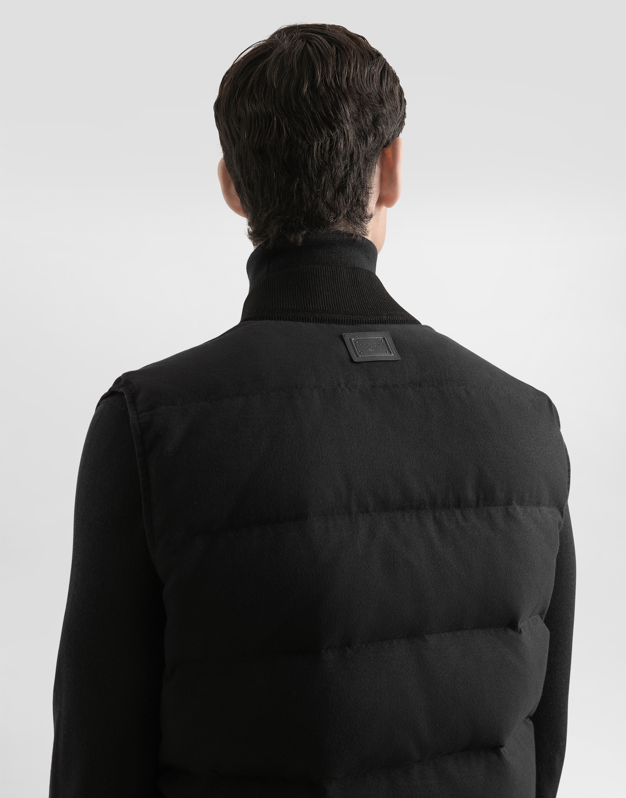 Dolce & Gabbana Quilted Sleeveless Reversible Ribbed Collar Jacket In Black