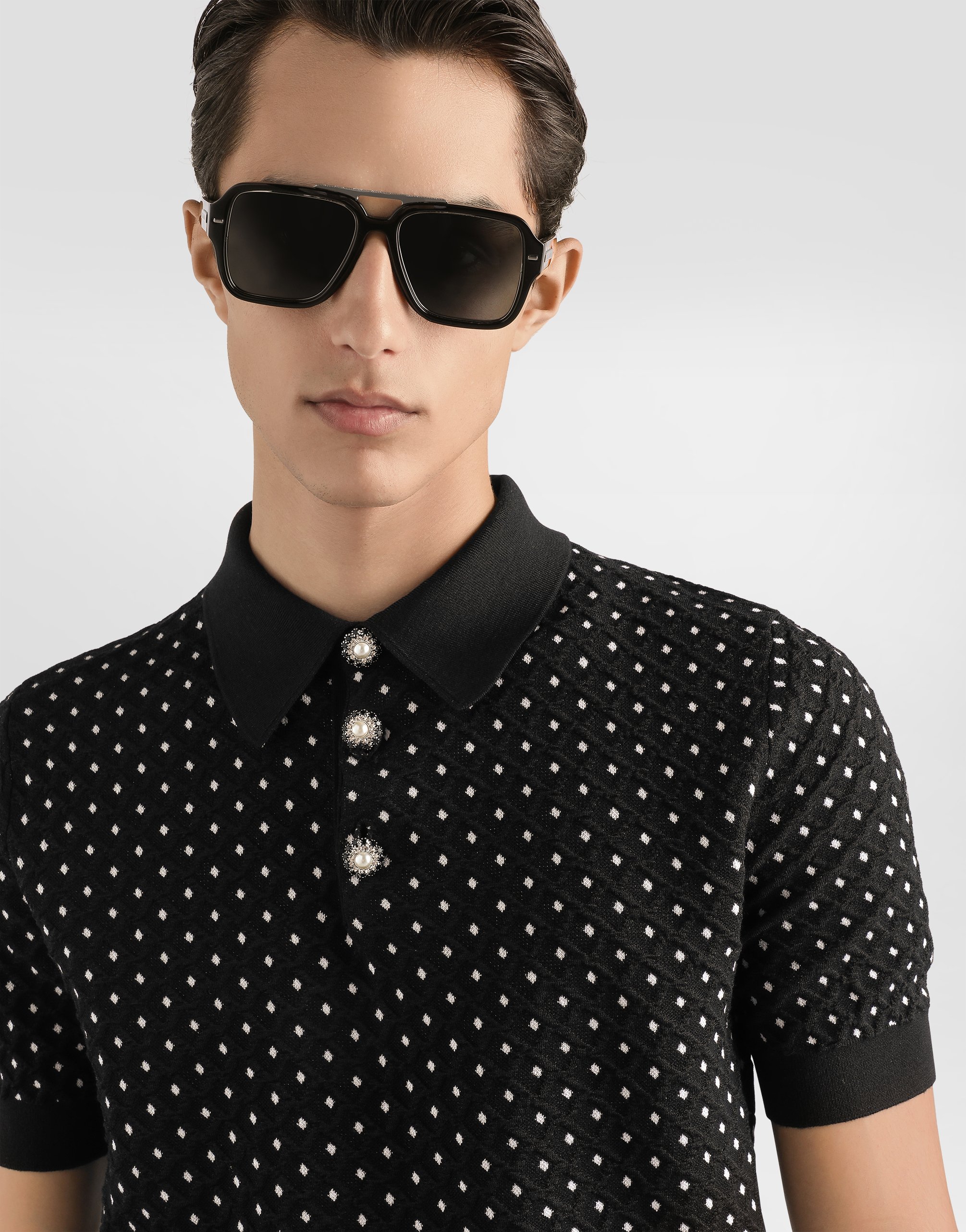Micro-dot stitch polo shirt