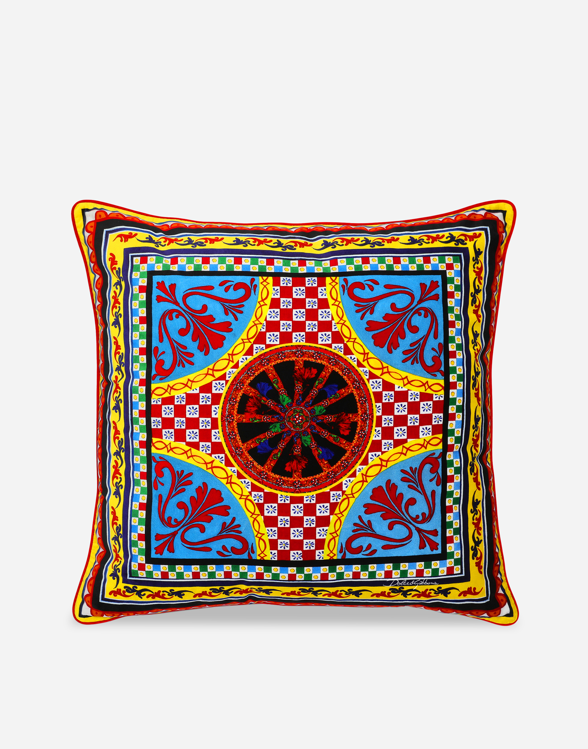 Dolce & Gabbana Velvet Cushion Large In Multicolor