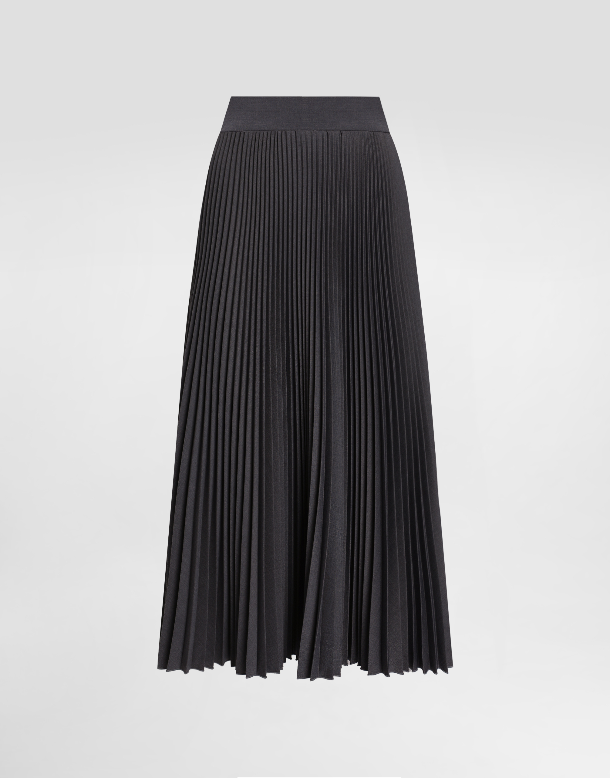 Dolce & Gabbana Pleated Woolen Calf-length Circle Skirt - Woman Skirts Gray