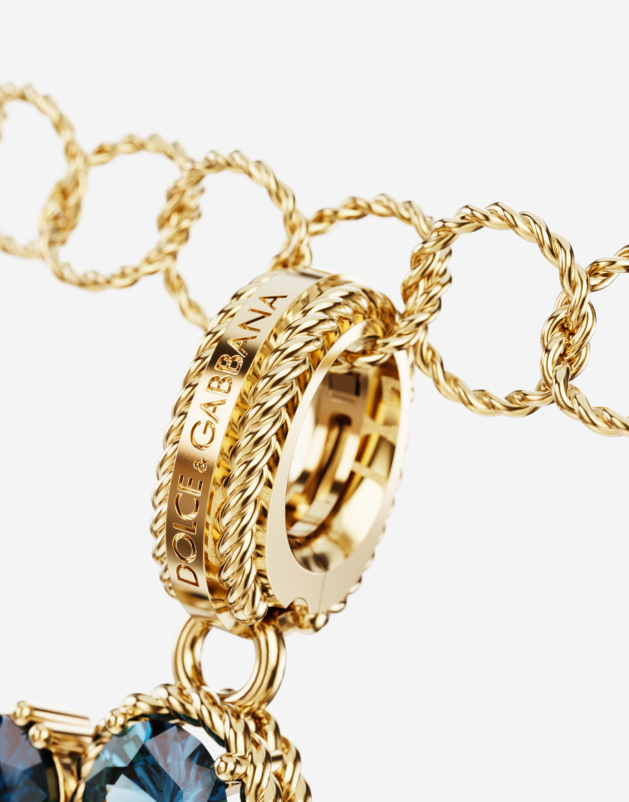 Shop Dolce & Gabbana Rainbow Alphabet S 18 Kt Yellow Gold Charm With Multicolor Fine Gems