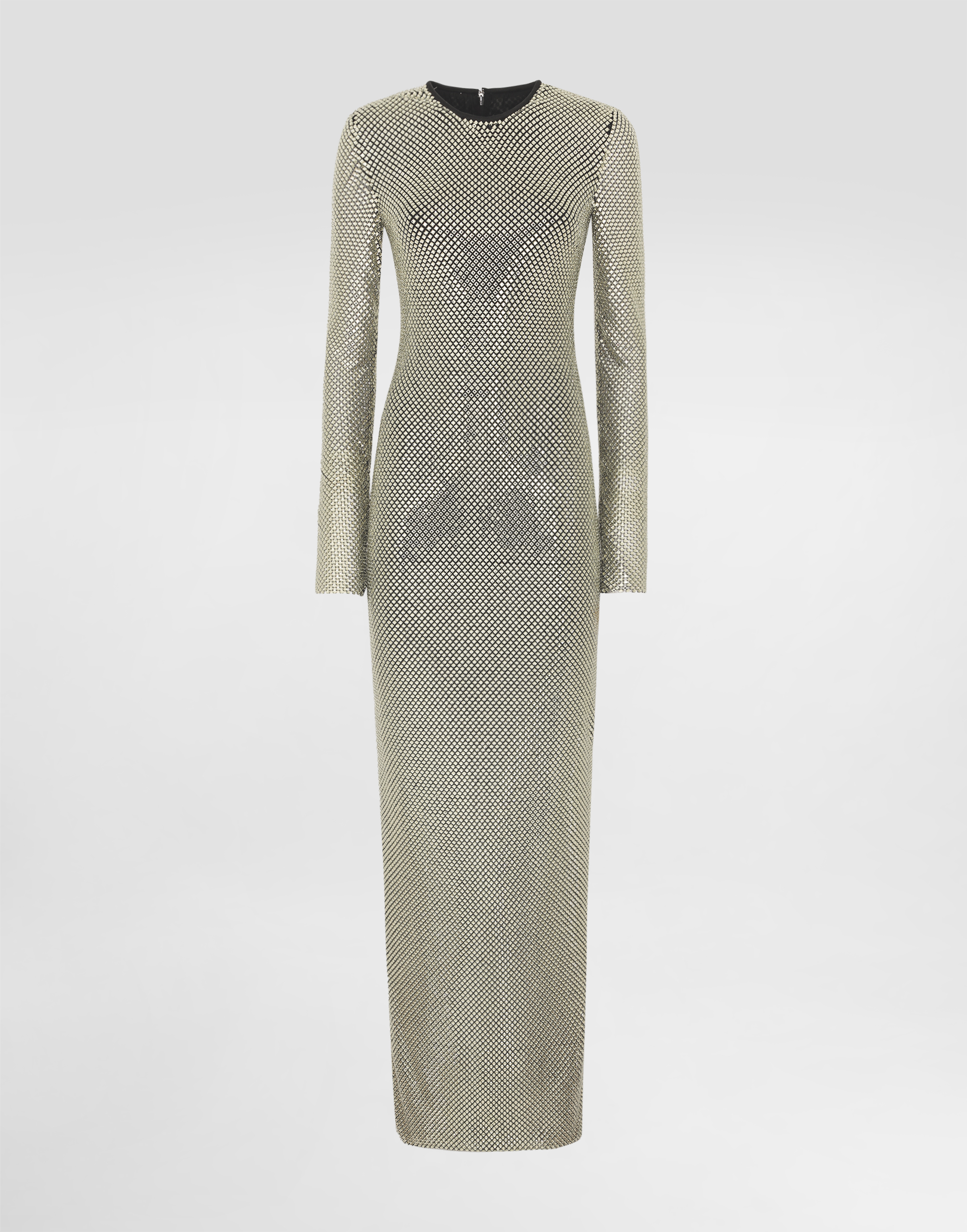 Dolce & Gabbana Long Crystal Mesh Dress - Woman Dresses Gold M