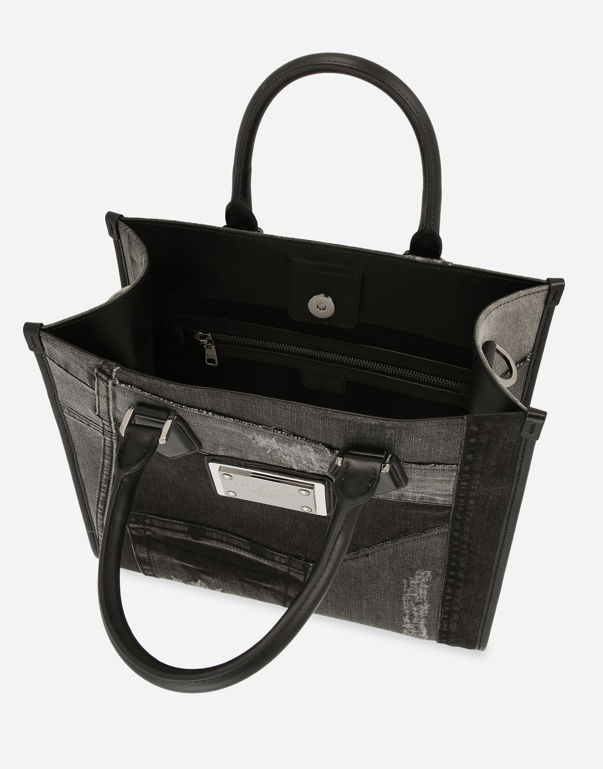 DOLCE & GABBANA SMALL PATCHWORK DENIM SHOPPER