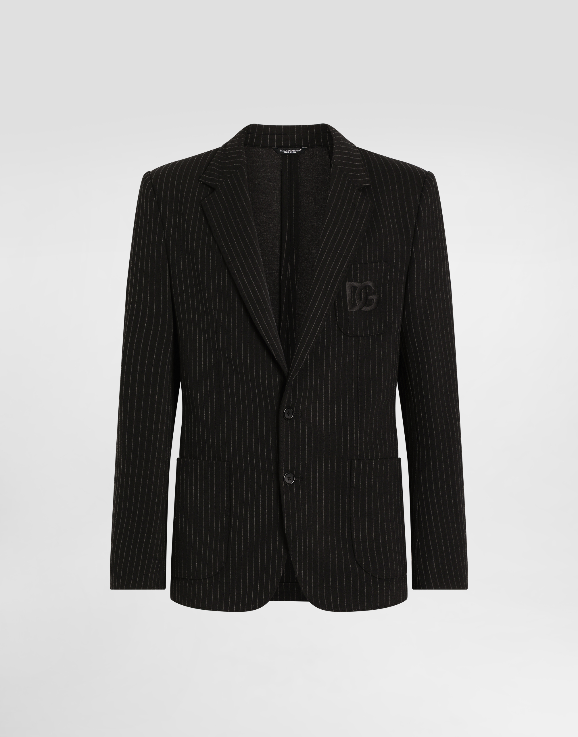 DOLCE & GABBANA PINSTRIPE STRETCH JERSEY PORTOFINO JACKET