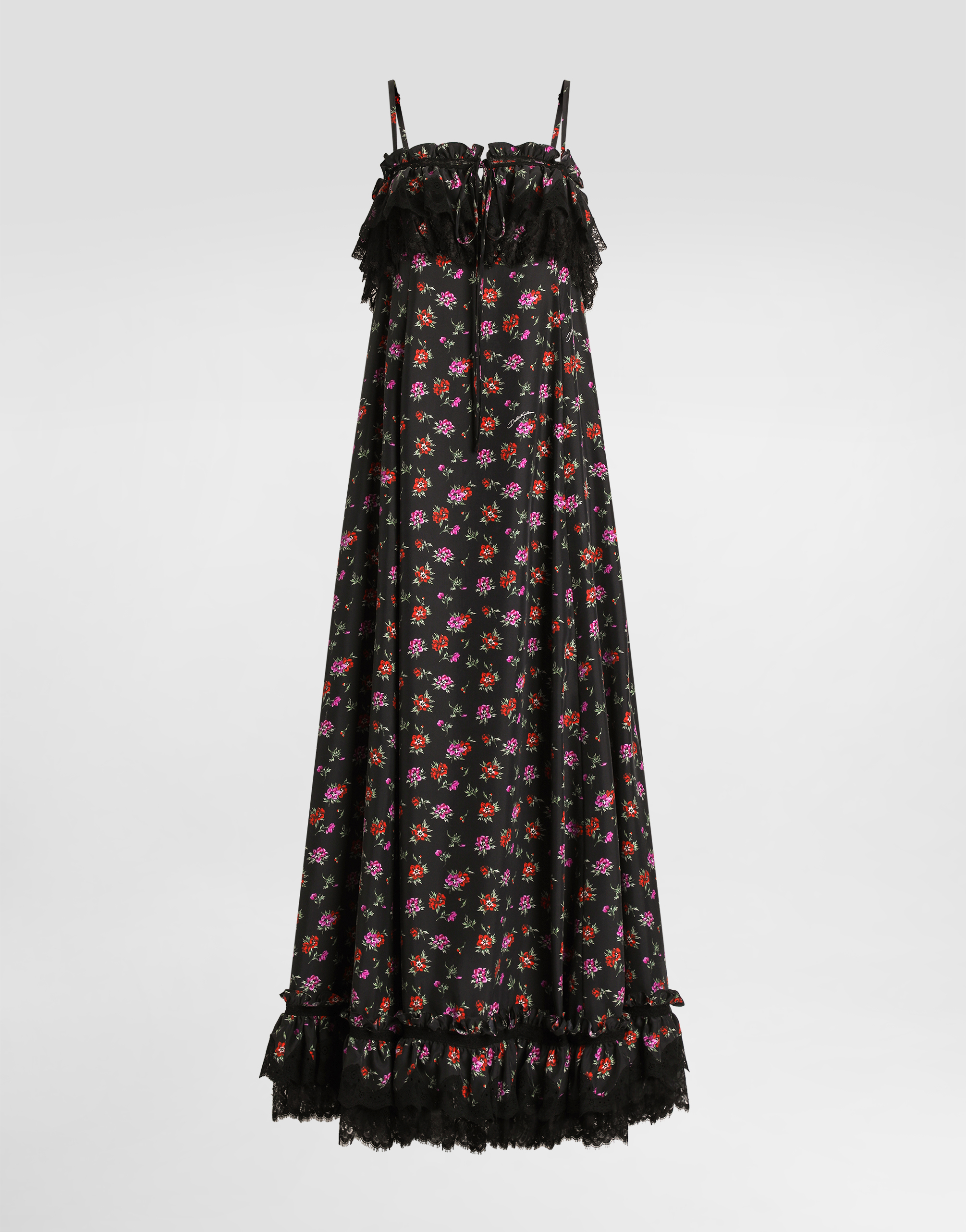 Dolce & Gabbana Floral-print Habotai Long Dress - Multicolor Dolce & Gabbana Floral-print Habotai Long Dress - Multicolor