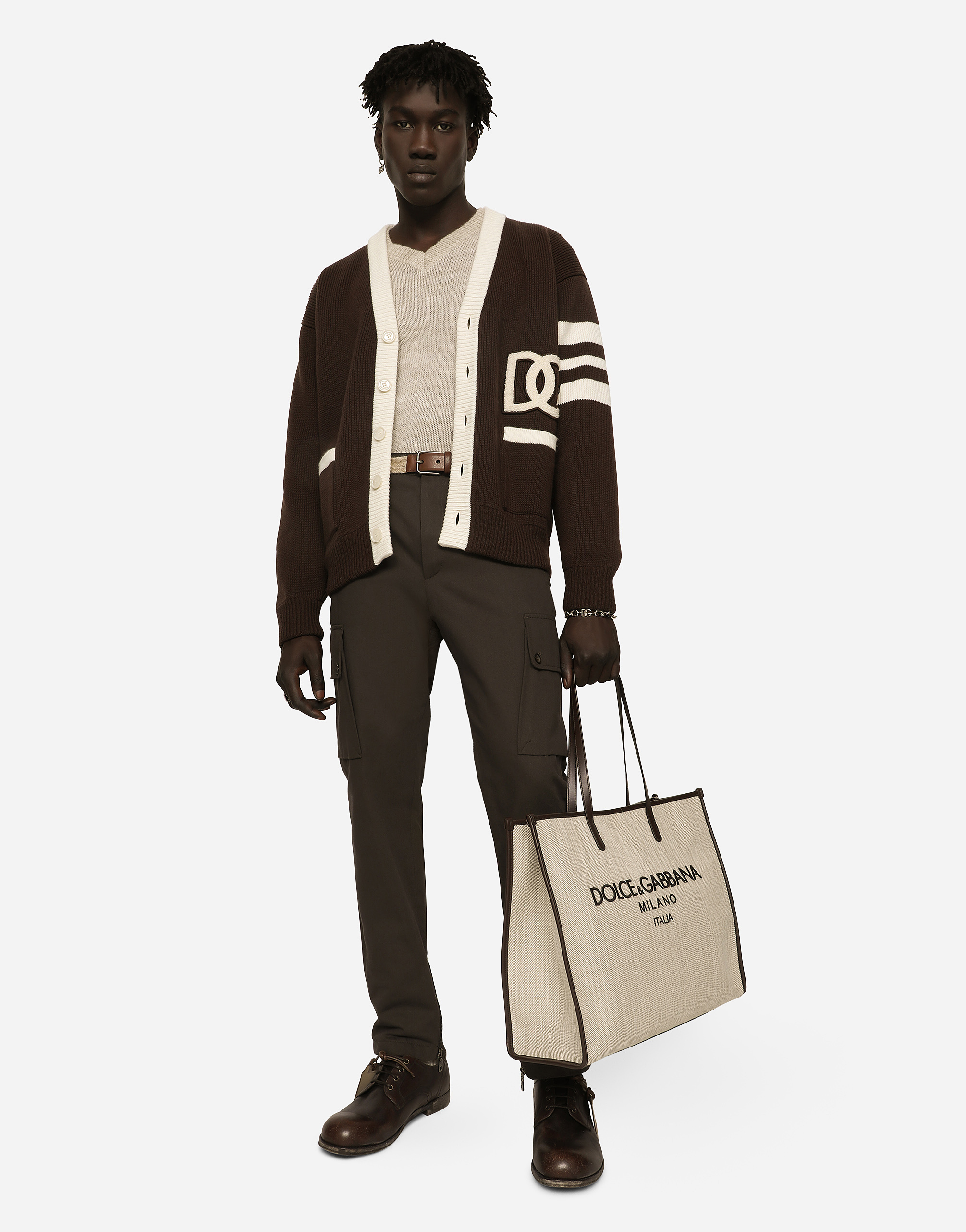 DOLCE & GABBANA COTTON TWILL CARGO BIKER PANTS