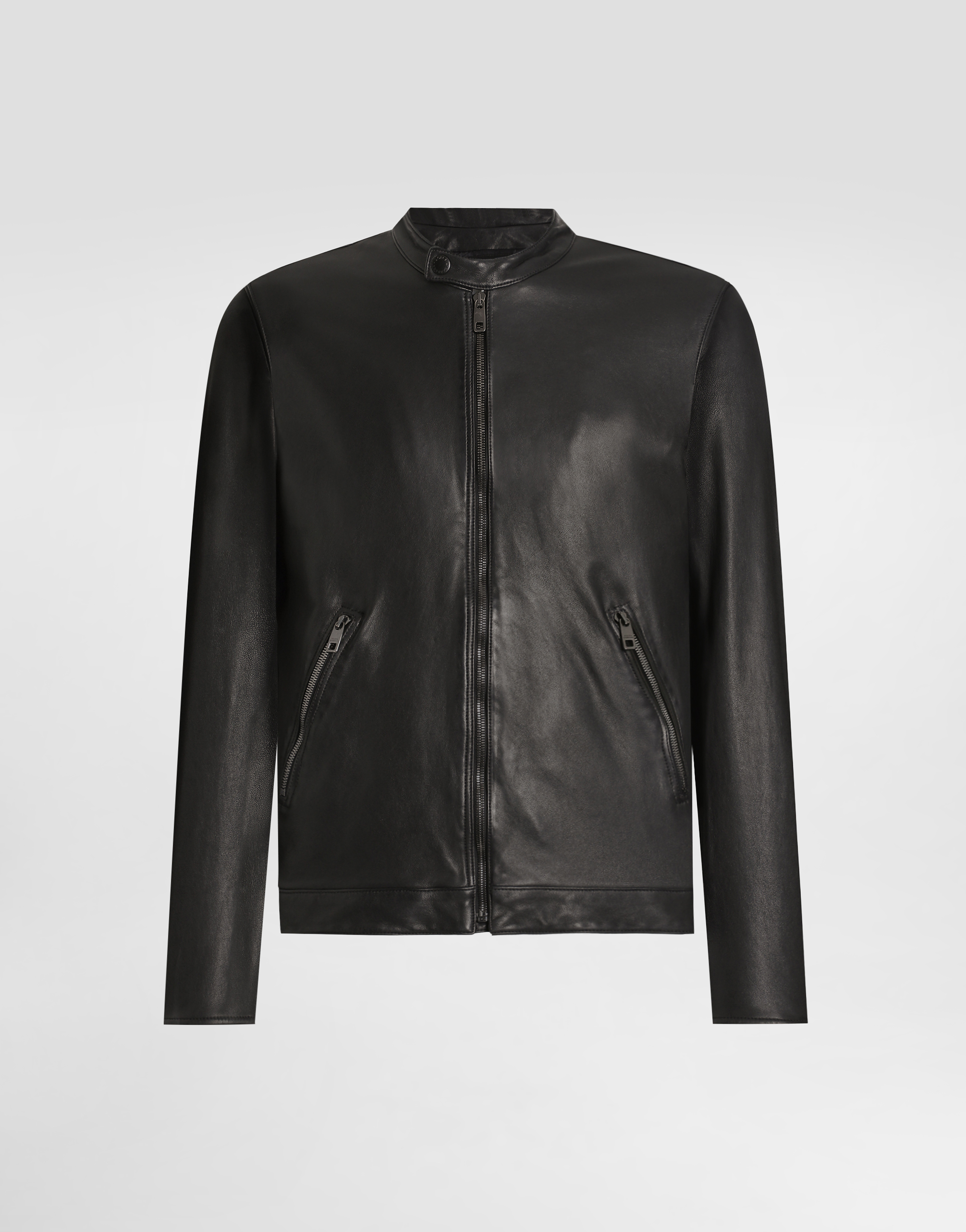 Dolce & Gabbana Leather Jacket With Zipper In Black