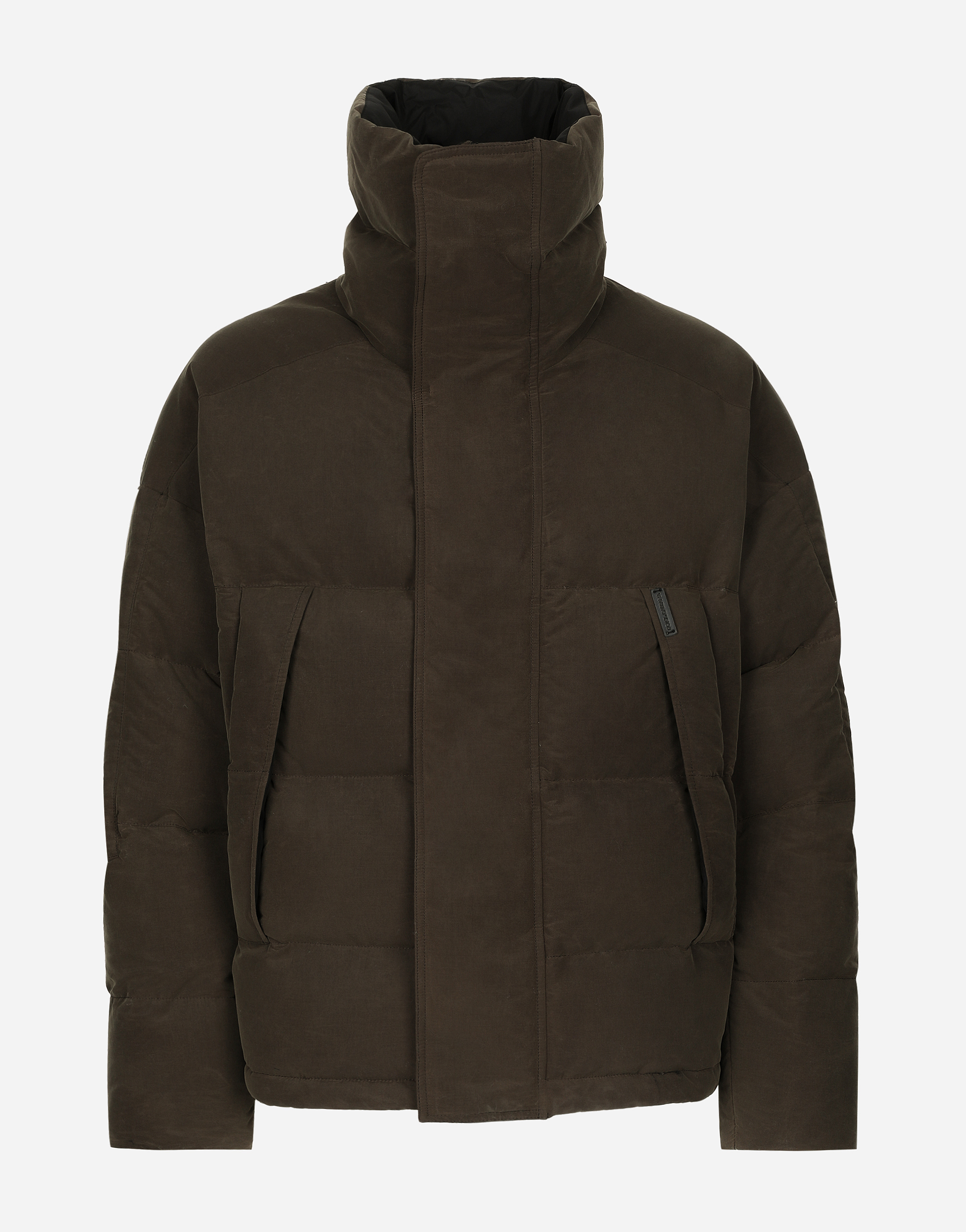 Dolce & Gabbana Padded Canvas Jacket With High Neck - Man Coats And Jackets Brown Xl