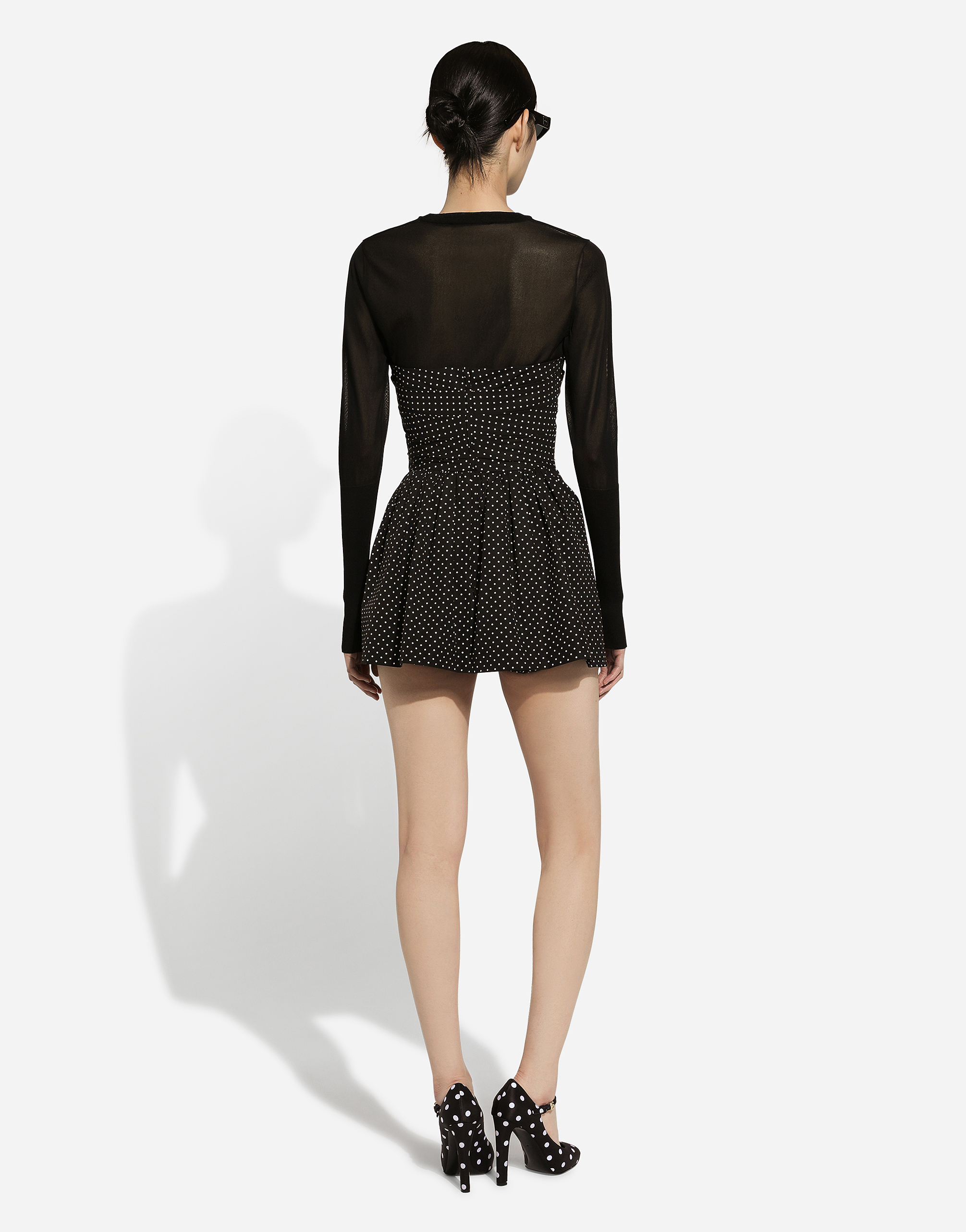 Dolce & Gabbana Cotton Bustier Minidress With Polka-dot Print In プリ