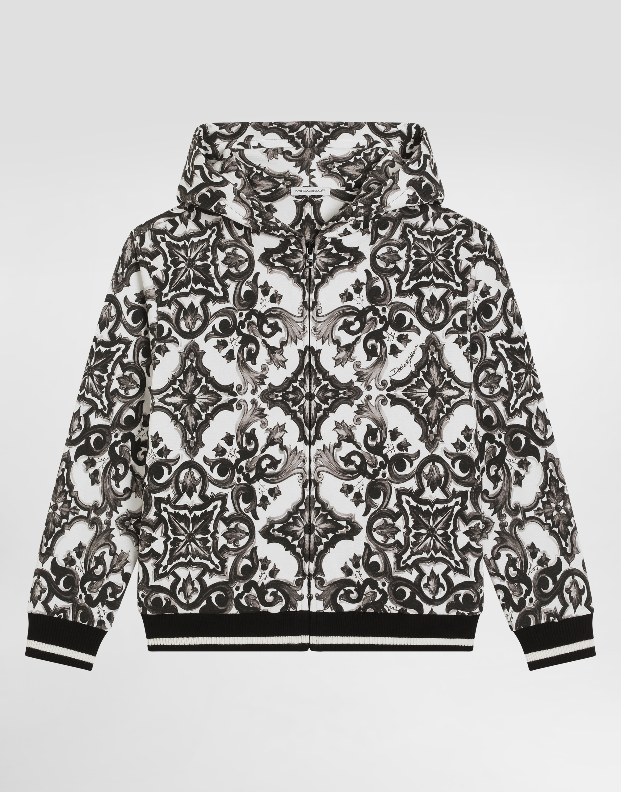 Dolce & Gabbana Majolica-print Hooded Sweatshirt With Zip