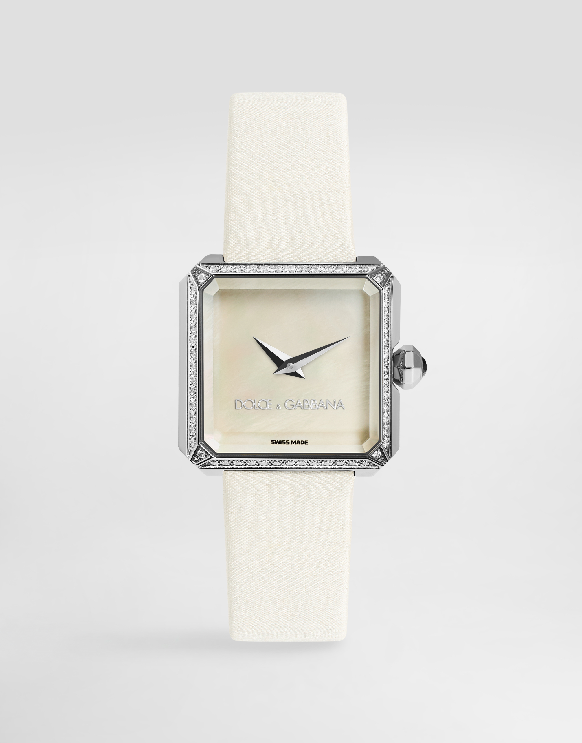 Sofia steel watch with colorless diamonds in Ivory for Women
