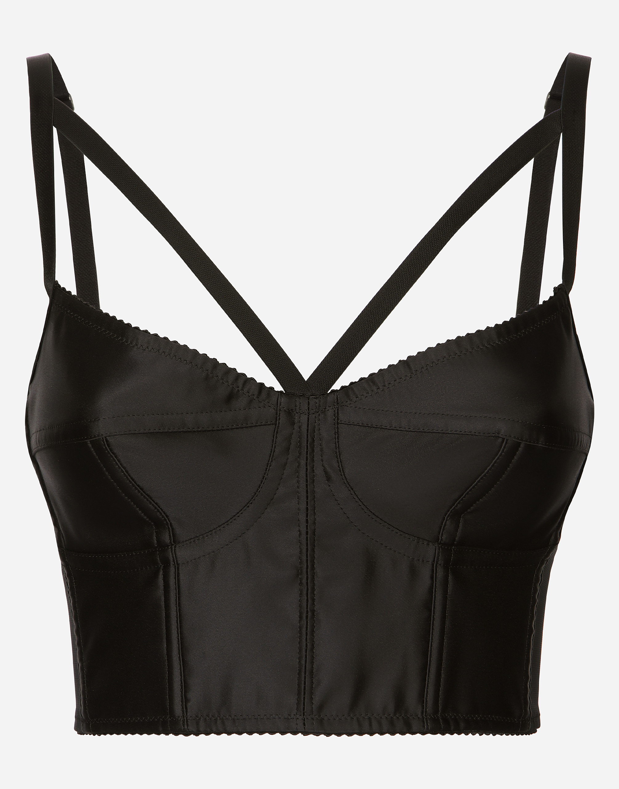 Dolce & Gabbana Satin And Marquisette Corset In Black