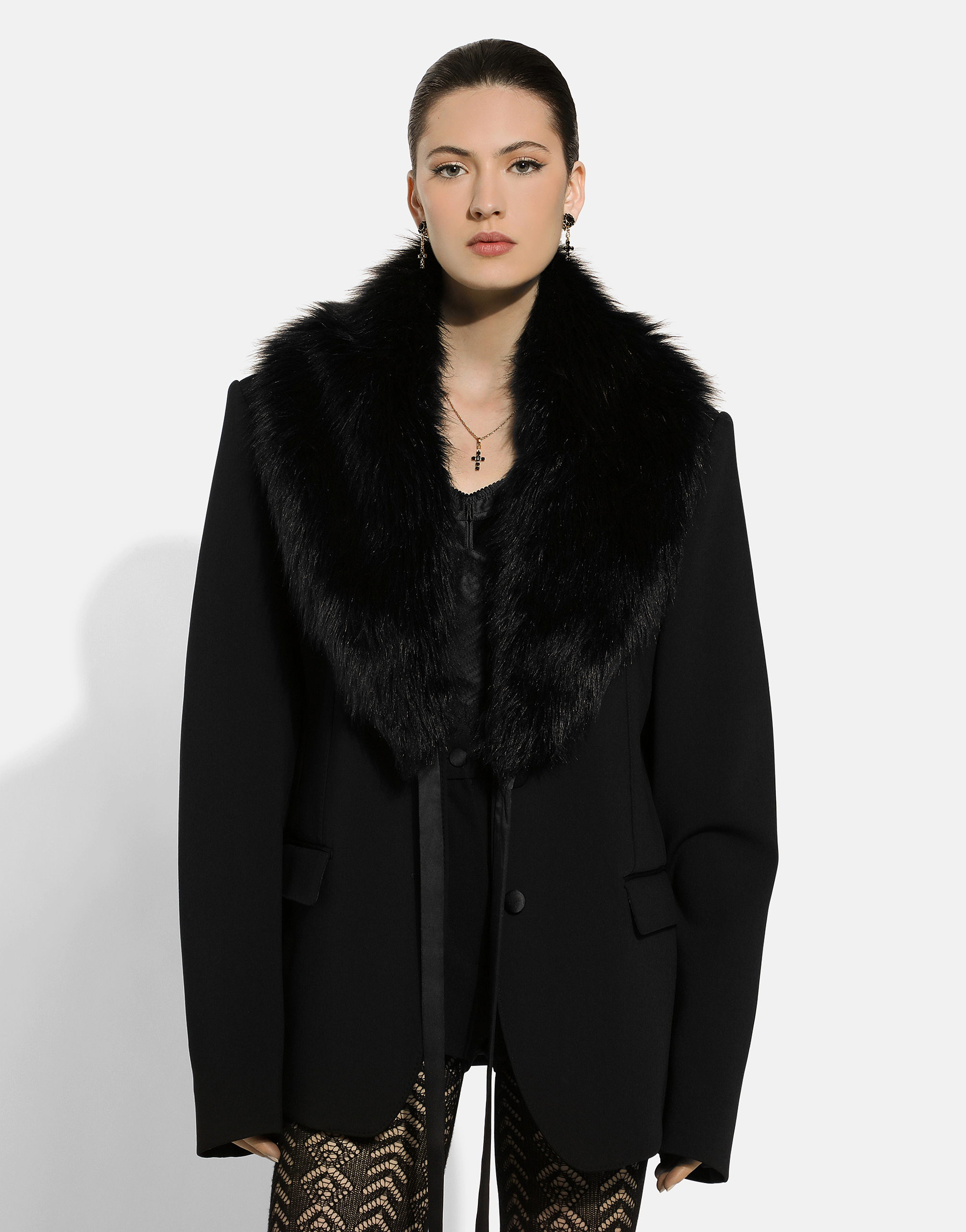Dolce & Gabbana Long Sleeve Casual Jacket In Black