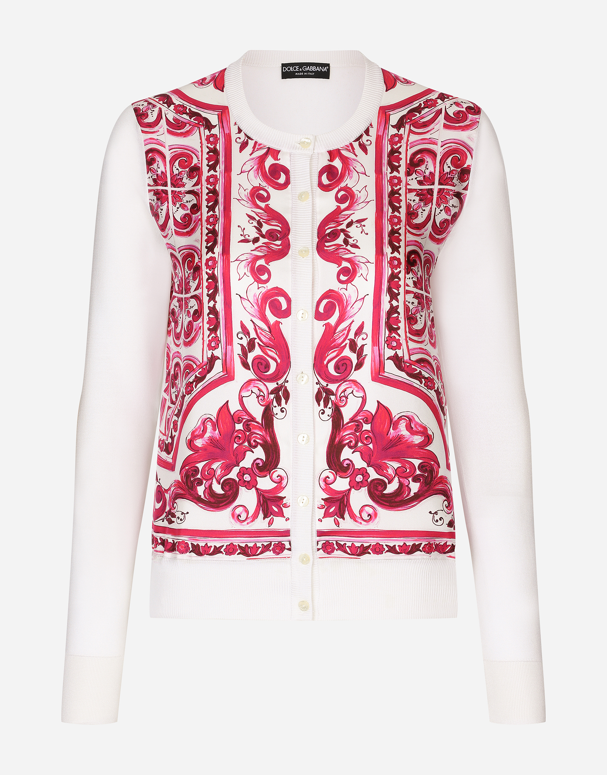 Dolce & Gabbana Majolica-print Silk And Twill Cardigan In Multicolor