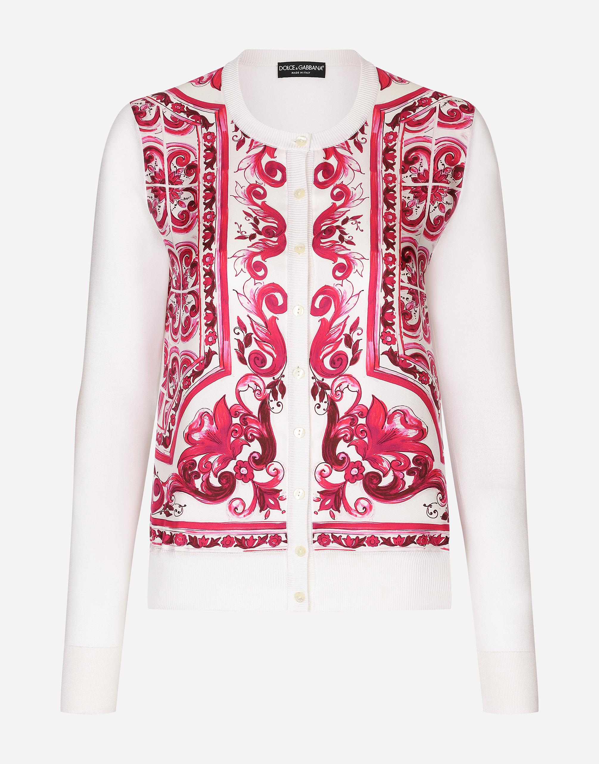 Shop Dolce & Gabbana Majolica-print Silk And Twill Cardigan In Multicolor