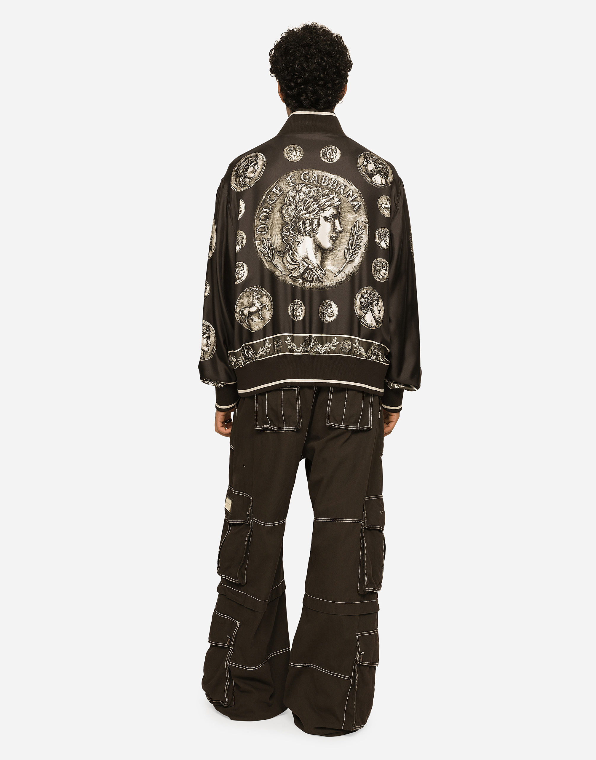 DOLCE & GABBANA COIN PRINT SILK TWILL JACKET