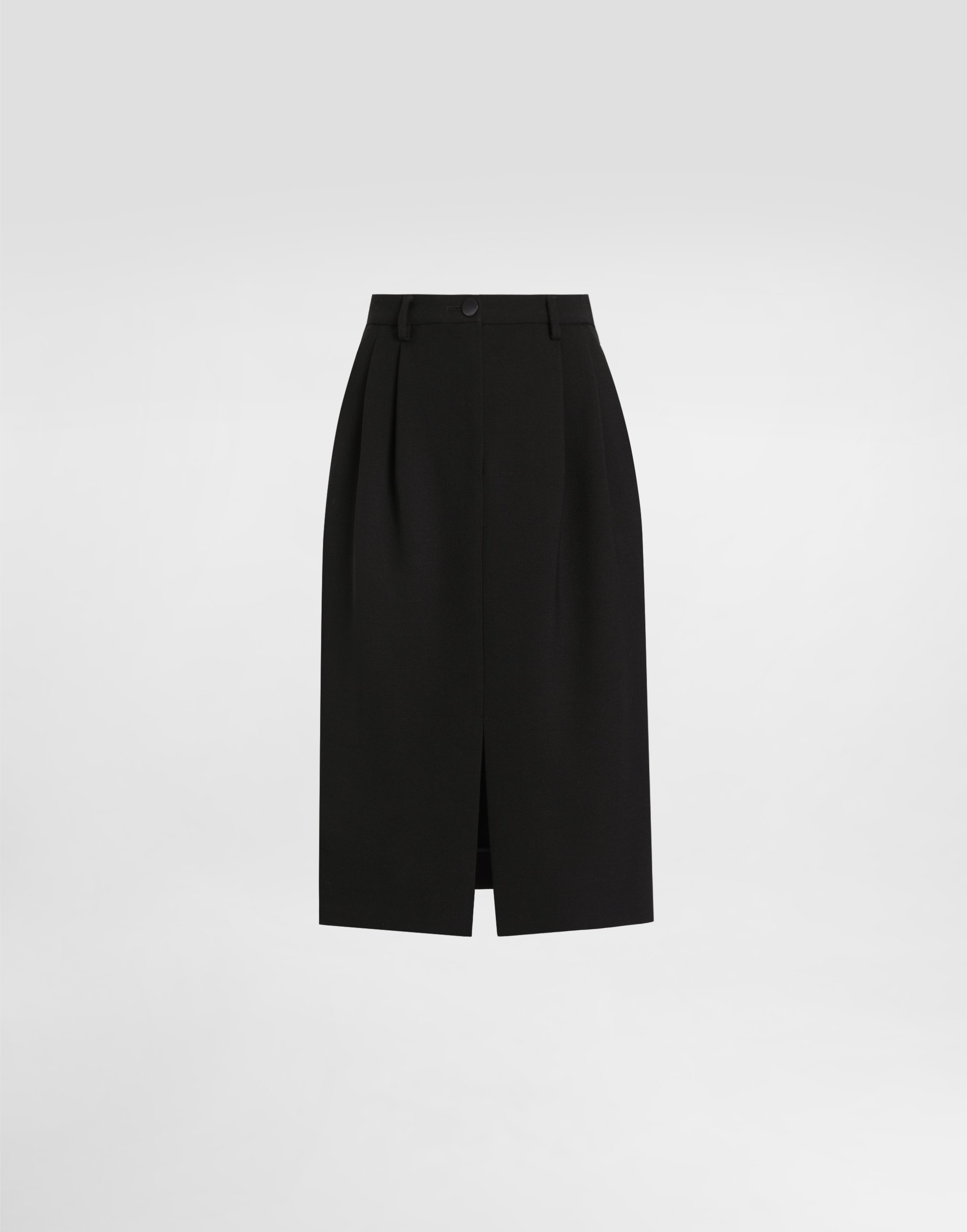 Dolce & Gabbana Midi Skirt In Double Wool Crêpe In Black