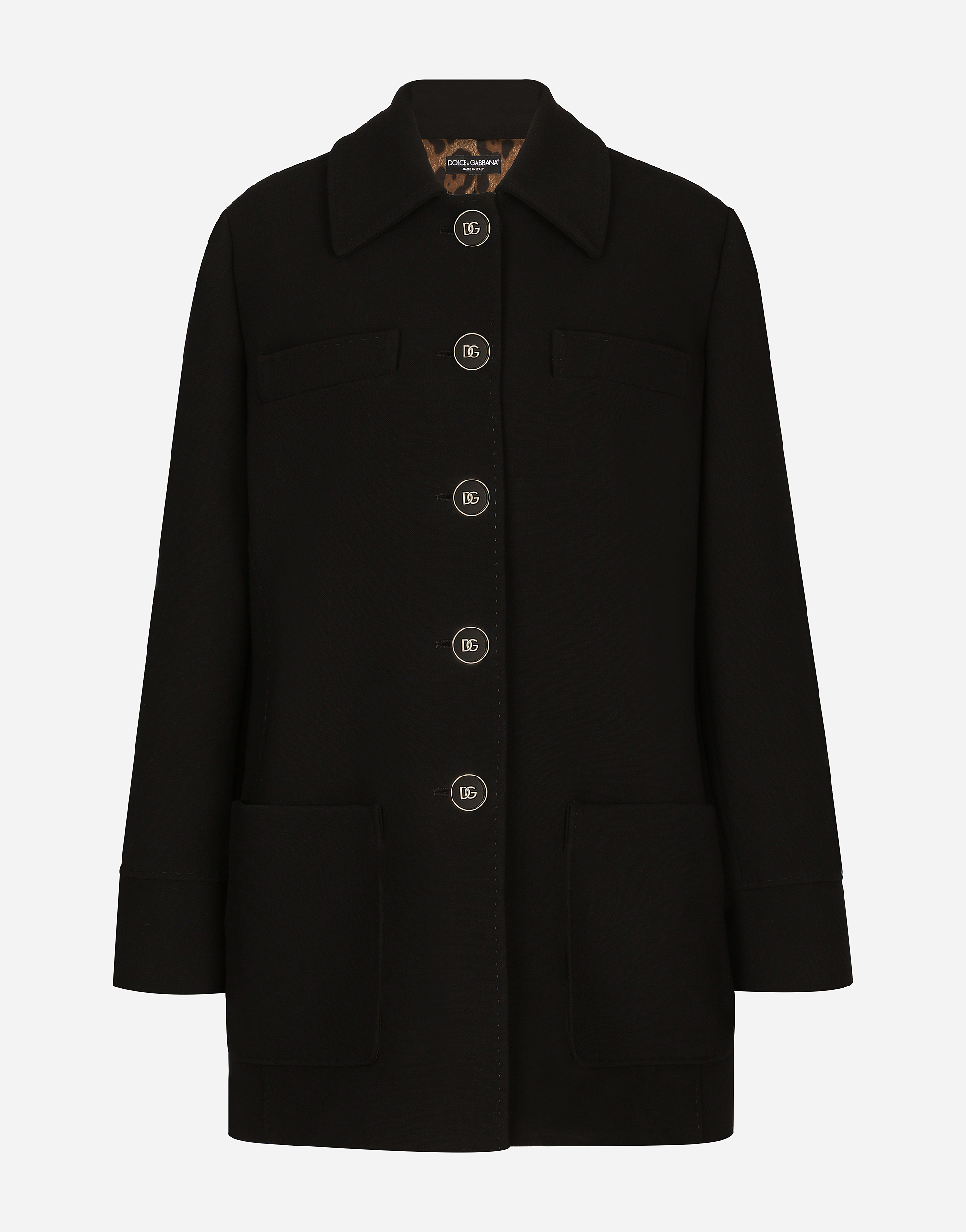 Dolce & Gabbana Double Crepe Peacoat With Galalith Buttons In Black